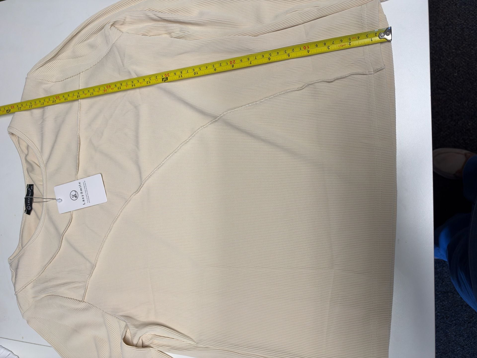 LazySmile Loungewear Set Size XXL Beige Ribbed Long Sleeve Top Pants 5