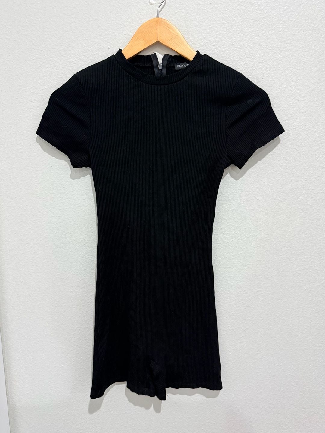 Fashion Nova Black Ribbed Romper Size S 2