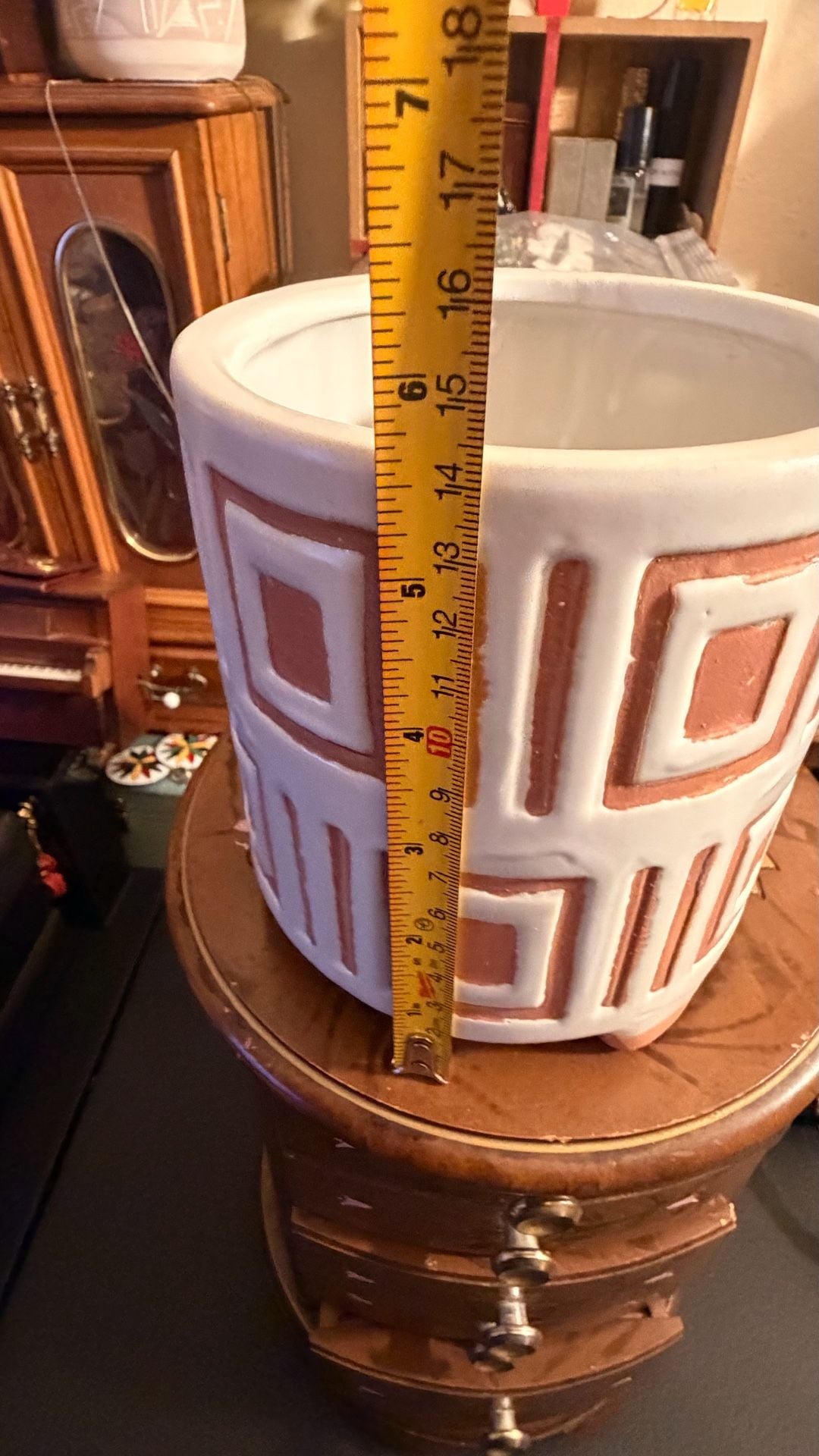 Geometric Ceramic Planter Pot White Terracotta 2