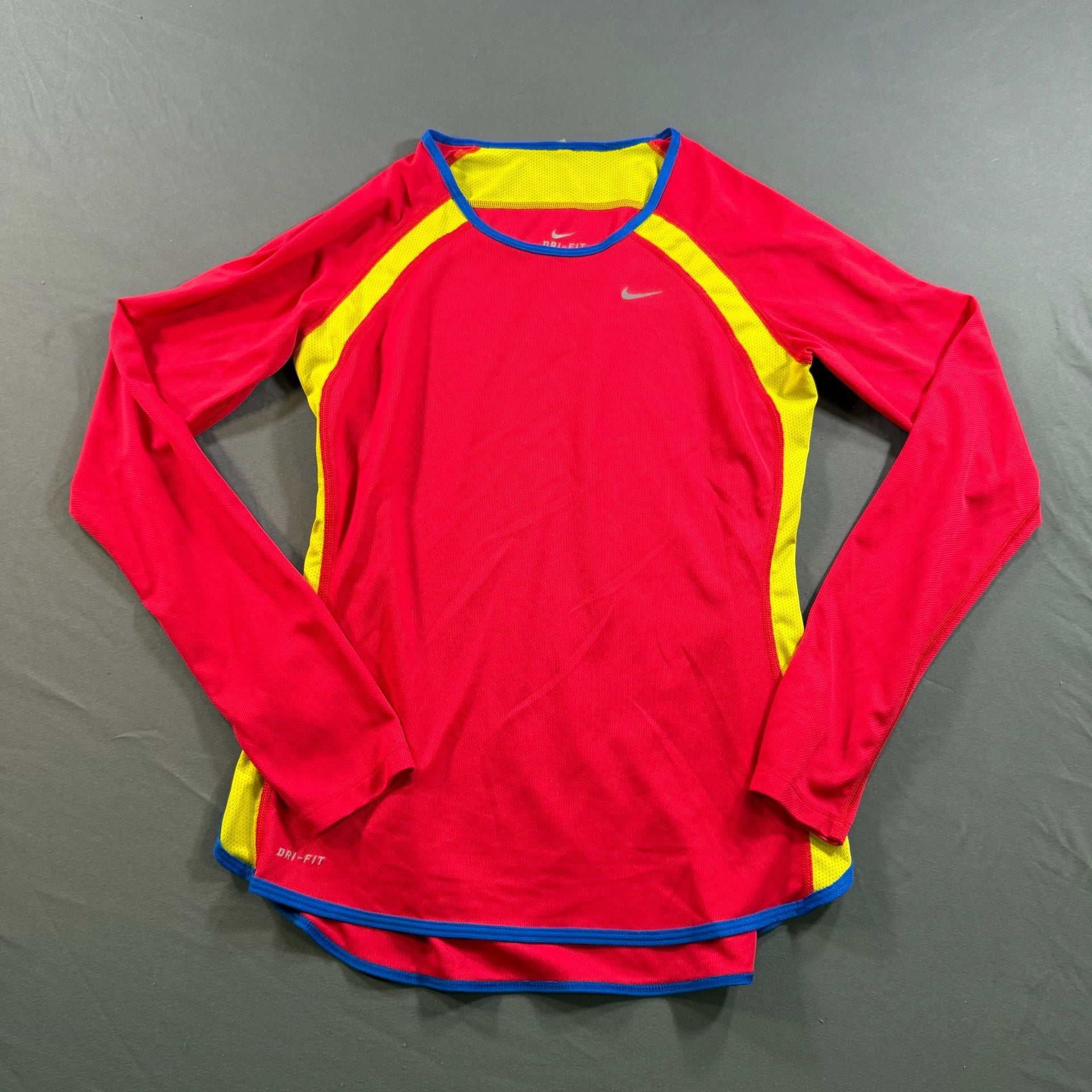 Nike Dri-FIT Women's Small Pink Yellow Blue Long Sleeve Running Athletic Shirt 2