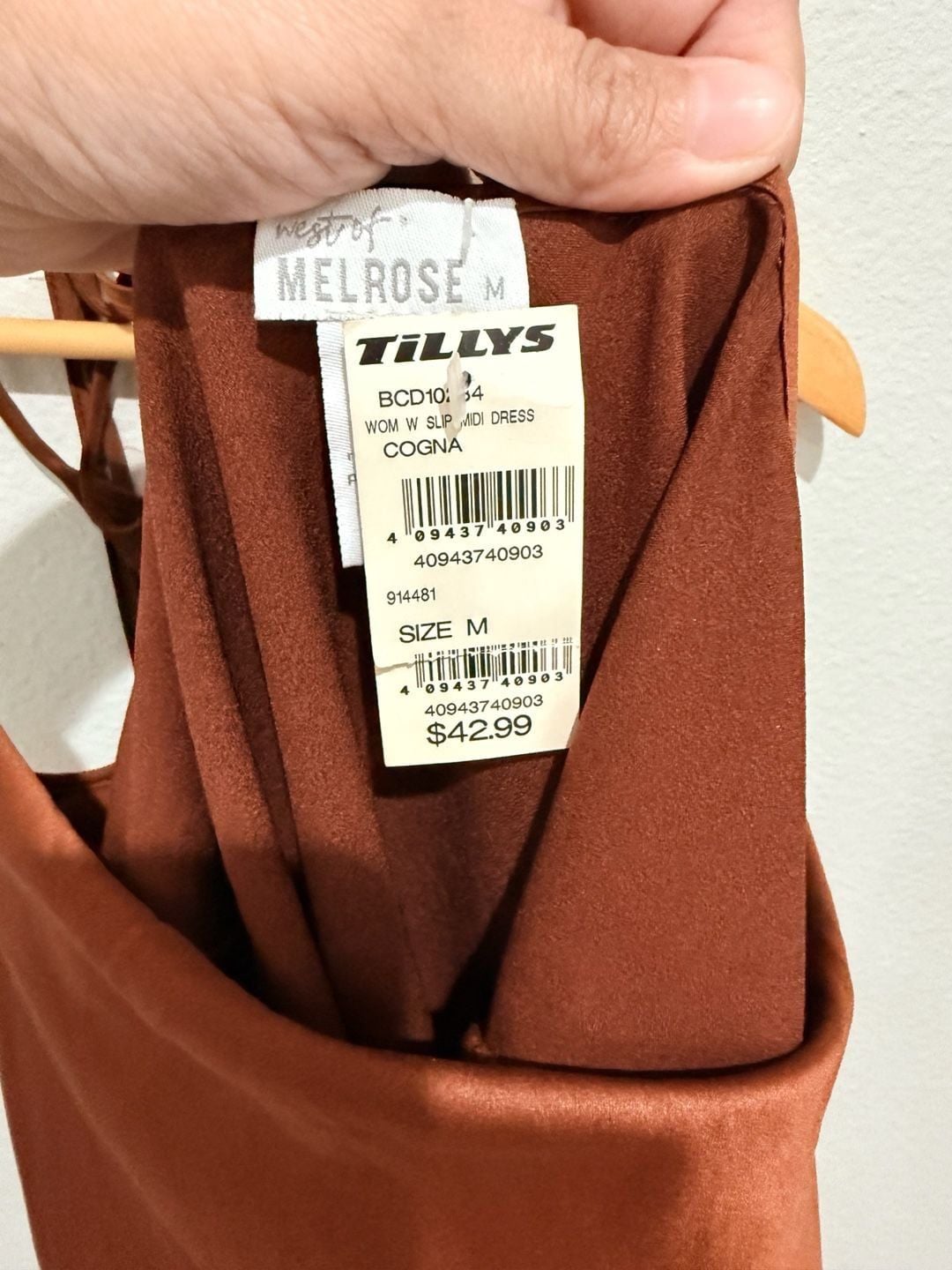 West of Melrose Cowl Neck Midi Dress Size M Cognac Slip 4