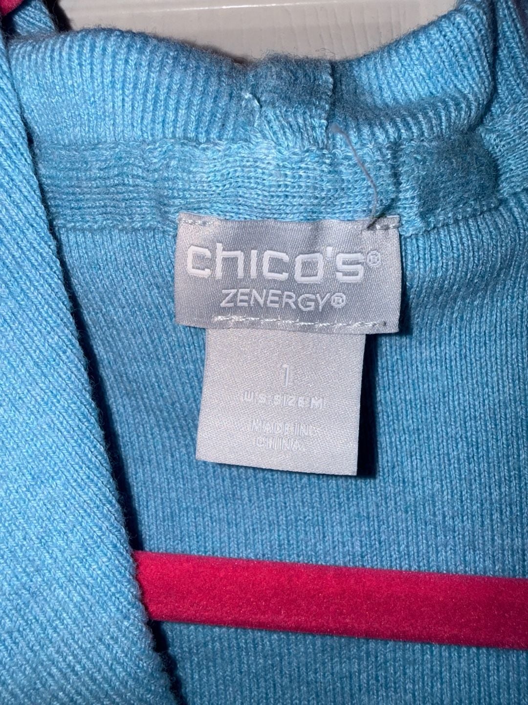 Chico's Zenergy Cardigan Sweater Size 1 Blue Hooded Open Front 3