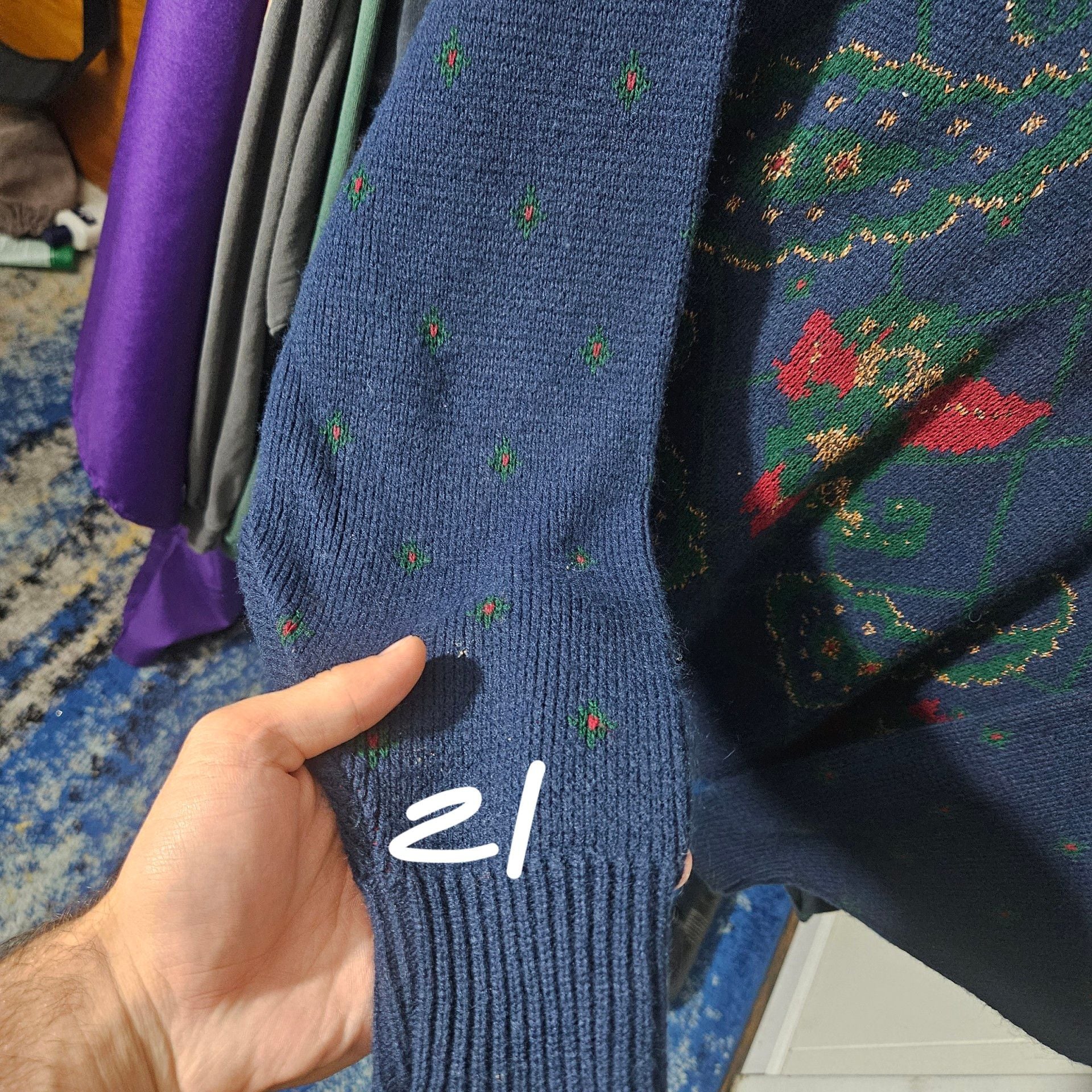 Vintage Blue Paisley Argyle Sweater Made in USA 3