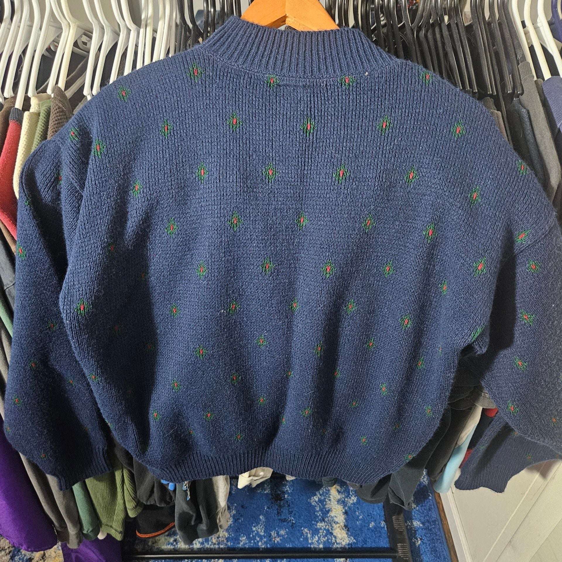 Vintage Blue Paisley Argyle Sweater Made in USA 7