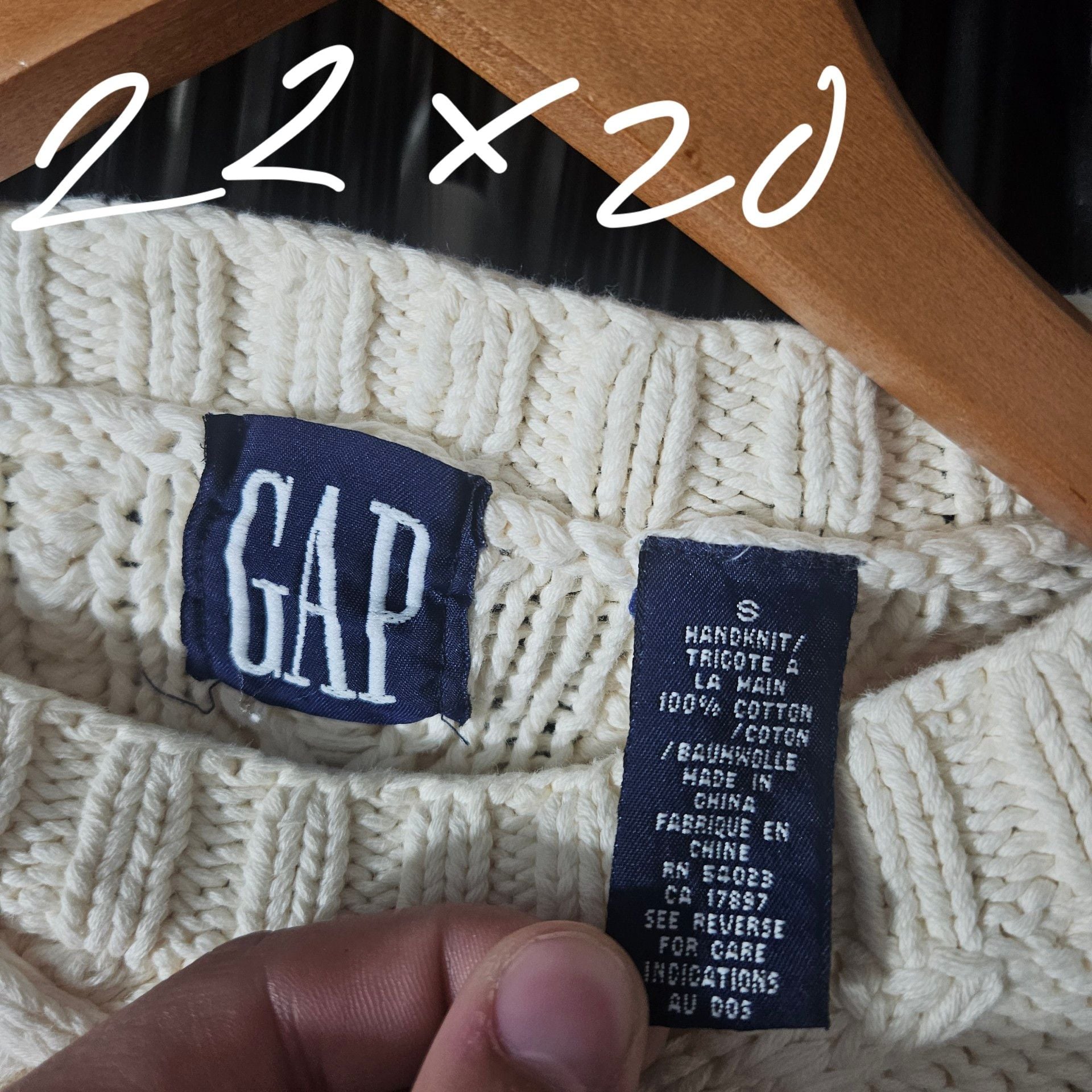 Gap Hand Knit Cable Knit Fisherman Sweater Cream Cotton Vintage 3