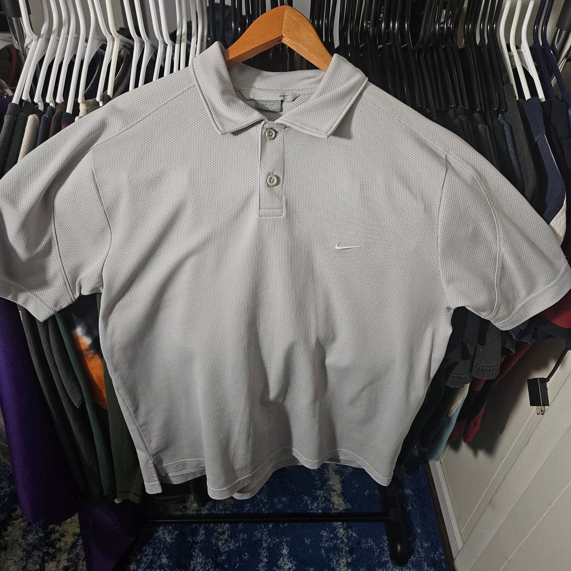 Vintage 2000s Nike Polo Shirt Size M Gray Mesh Golf 2