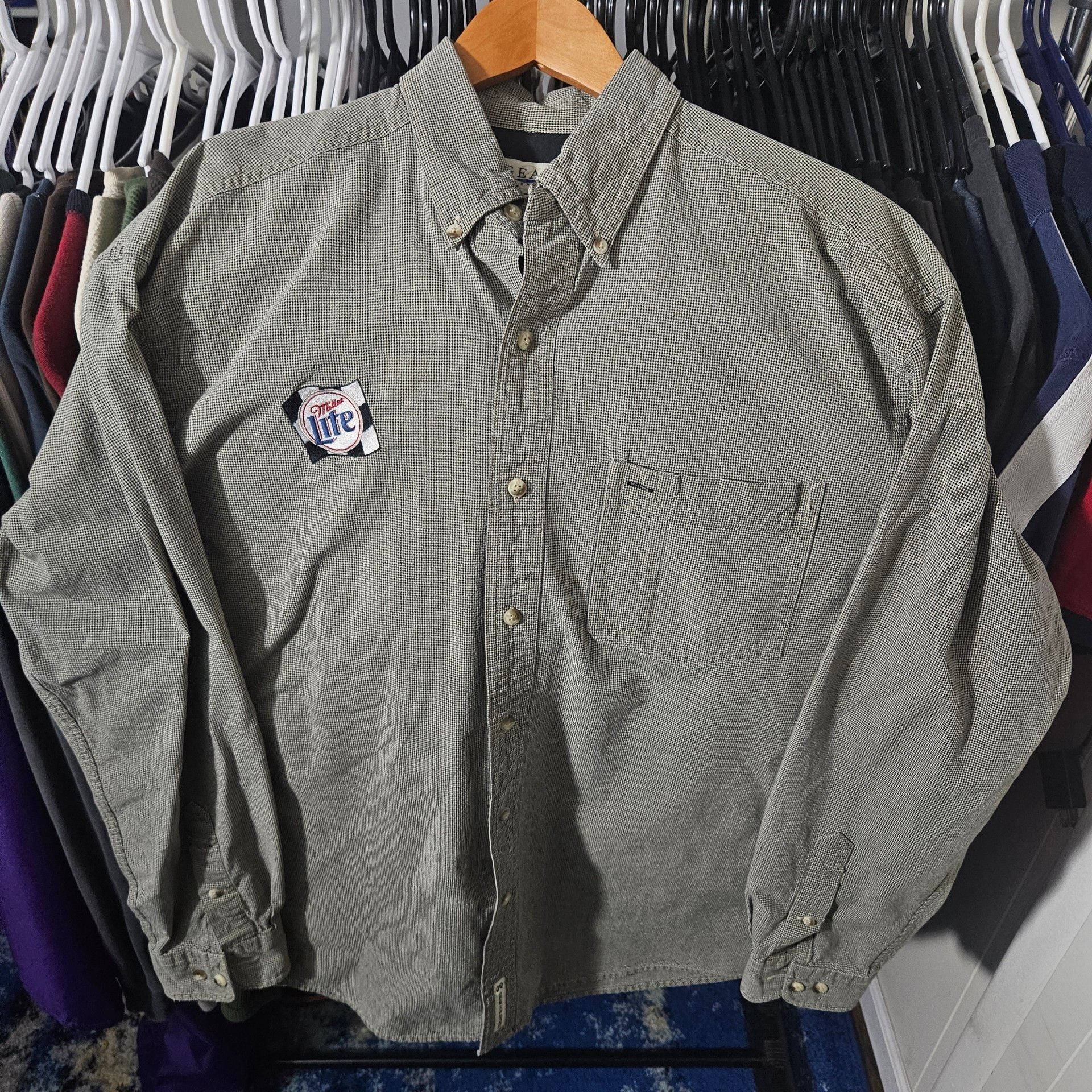 Miller Lite Embroidered Long Sleeve Button Down Shirt 2