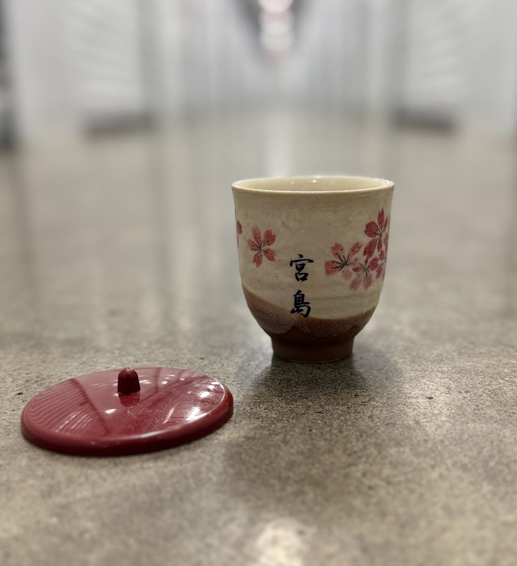 Japanese Ceramic Tea Cup With Lid Cherry Blossom 3