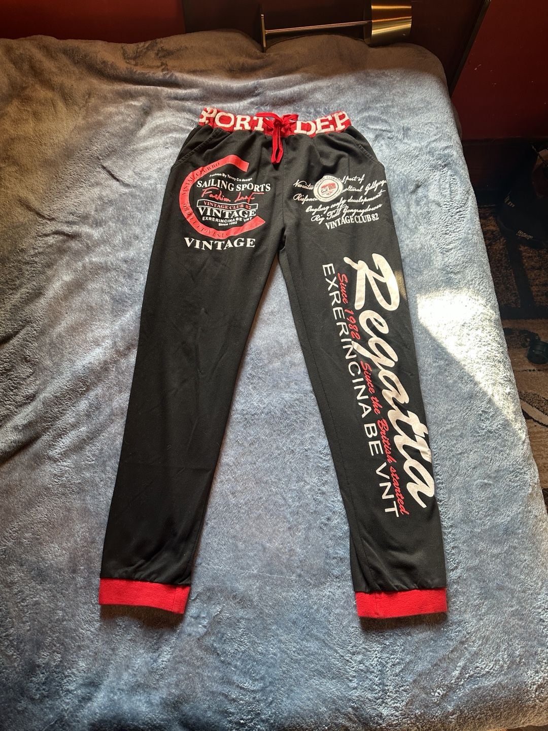 Sailing Sports Regatta Sweatpants Black Red Graphic 2