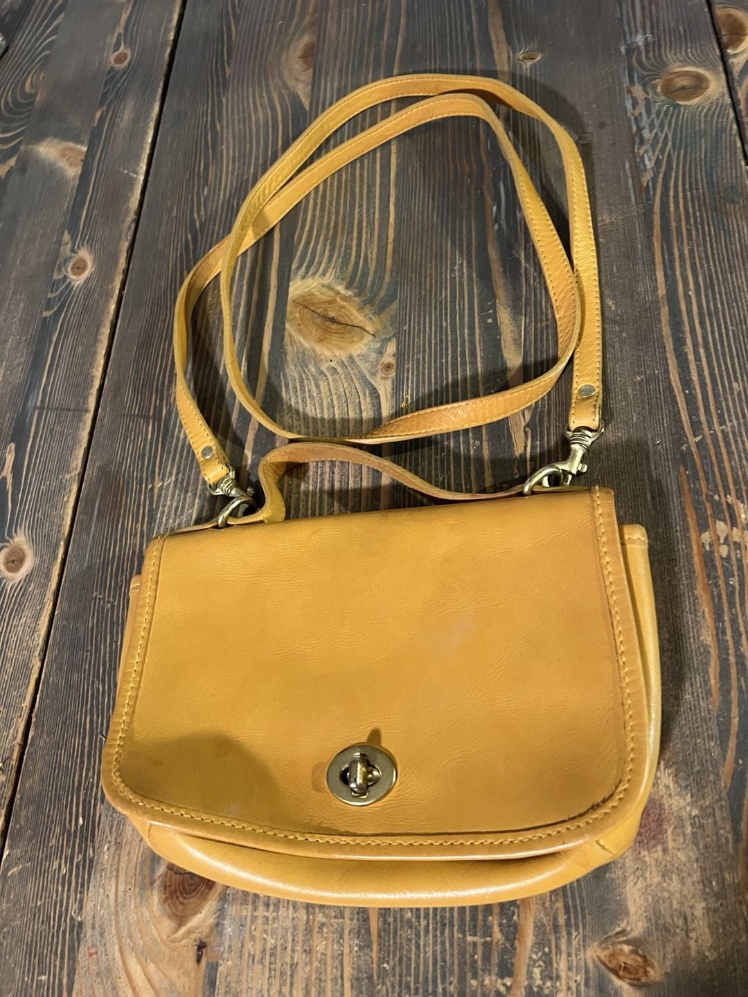 Hunt Club Yellow Leather Crossbody Bag 2