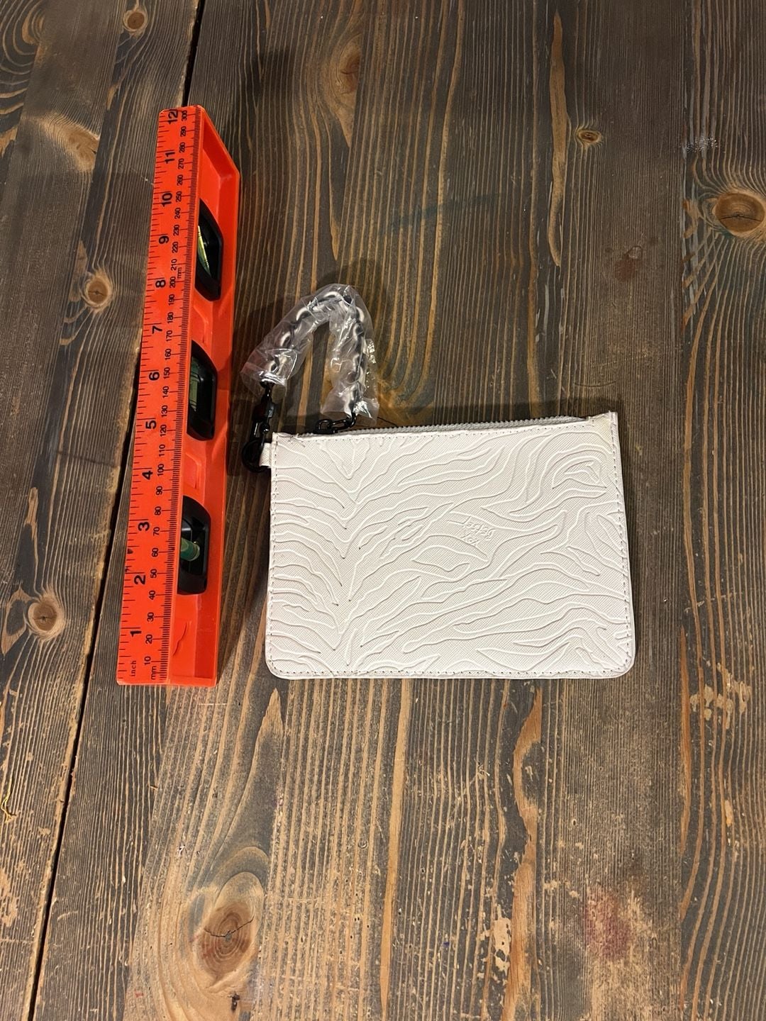 Betsey Johnson White Textured Faux Leather Wristlet Pouch 3
