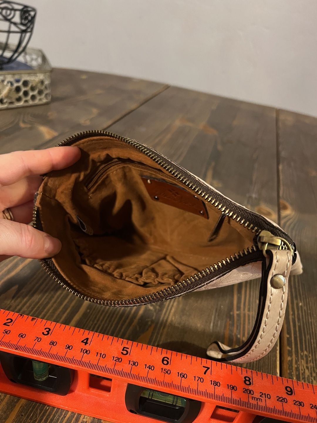 Patricia Nash Tooled Leather Wristlet Clutch Cream Floral 5