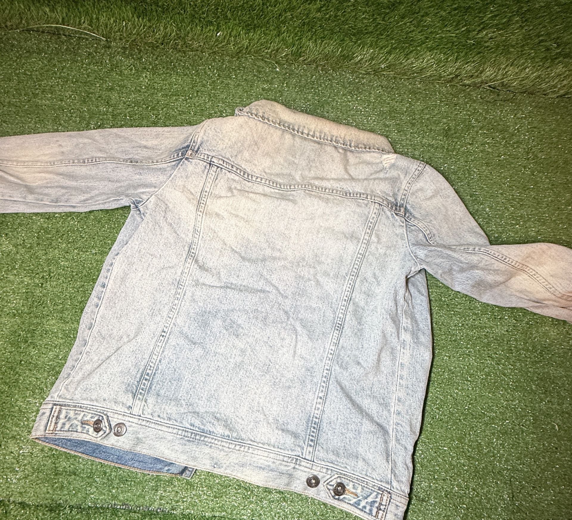 Melrose And Market Denim Jacket Size XS Light Wash Contrast Pockets 5