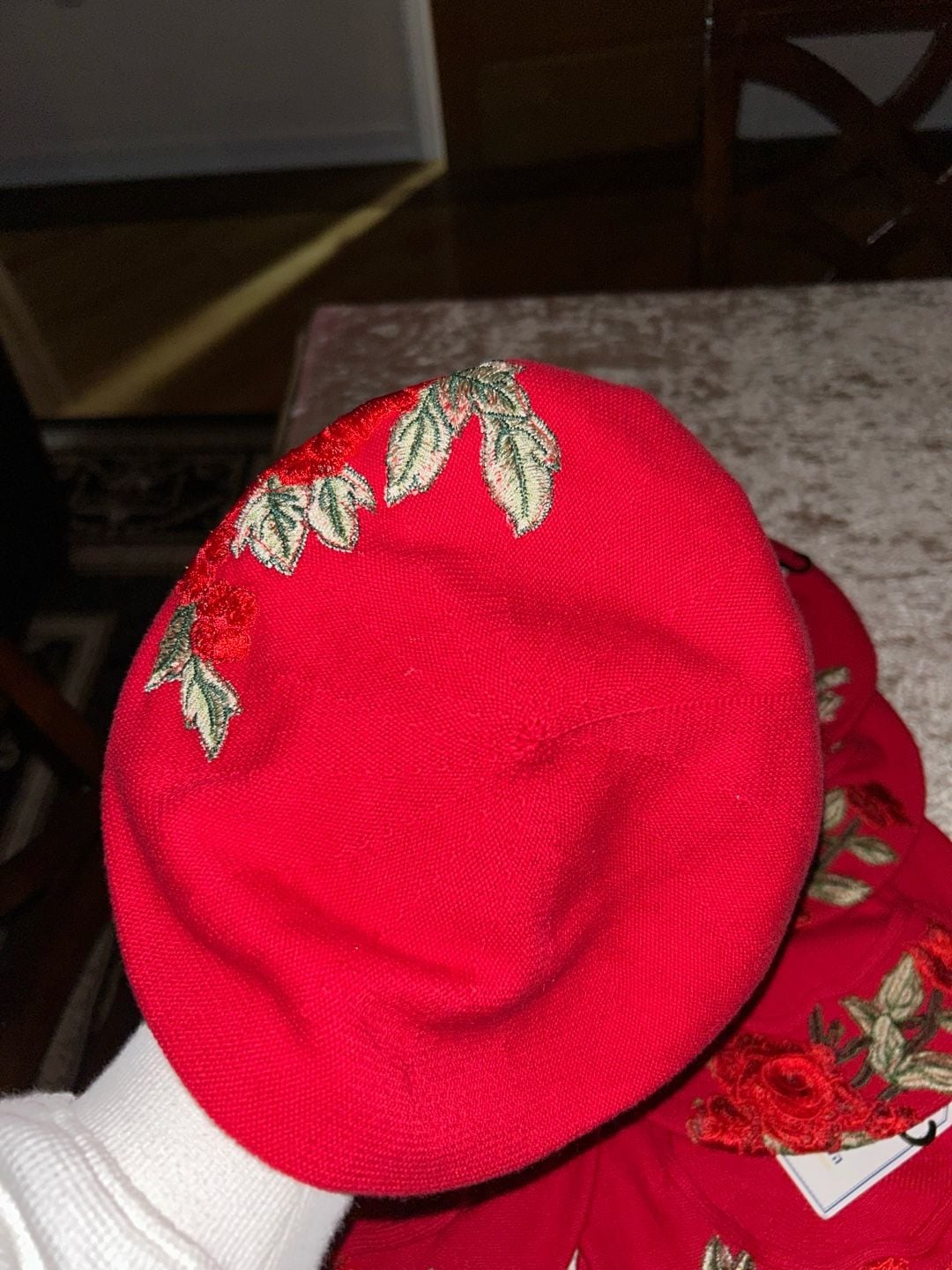Helen Lemon Red Rose Embroidered Beret 4