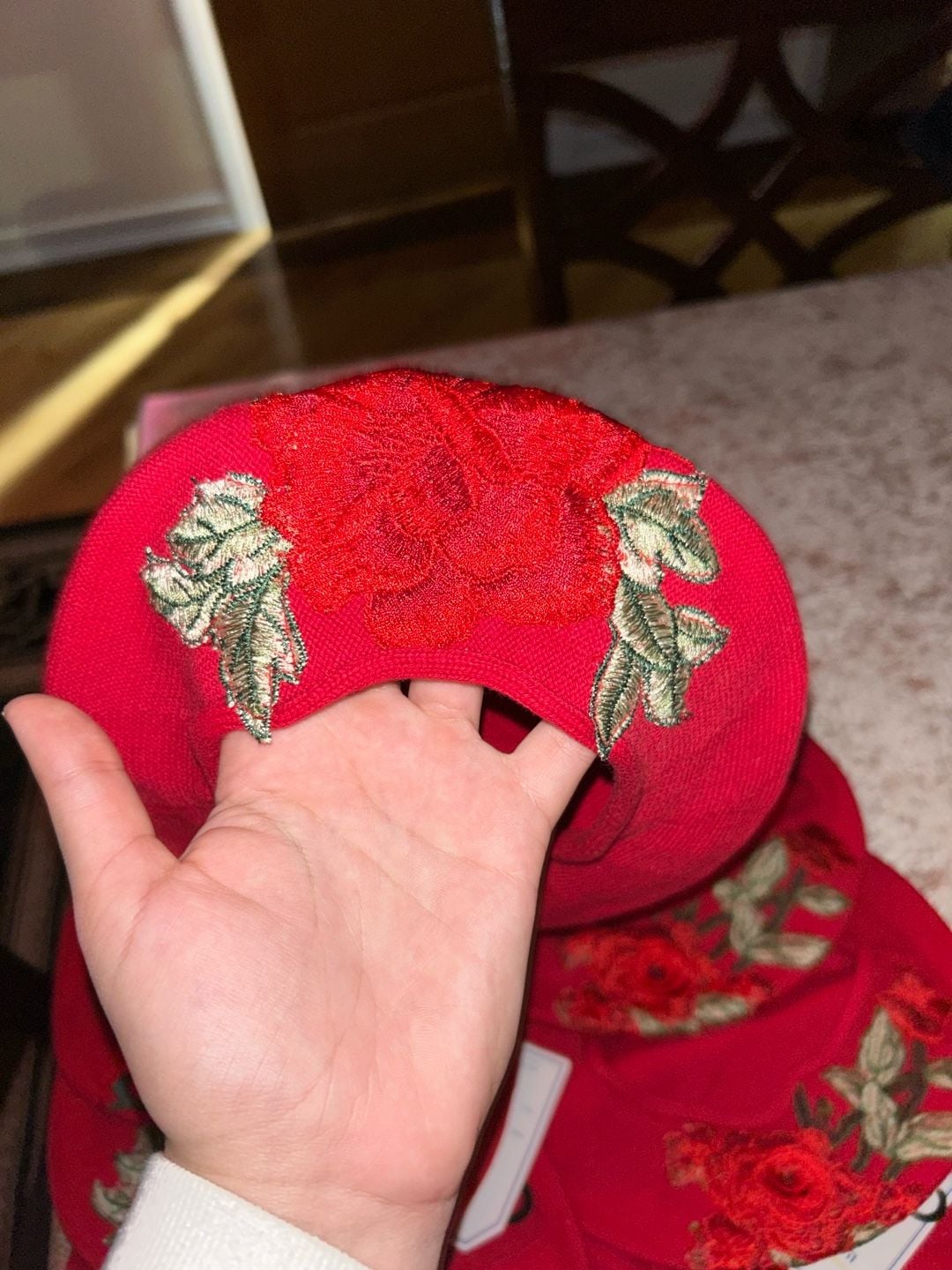 Helen Lemon Red Rose Embroidered Beret 5