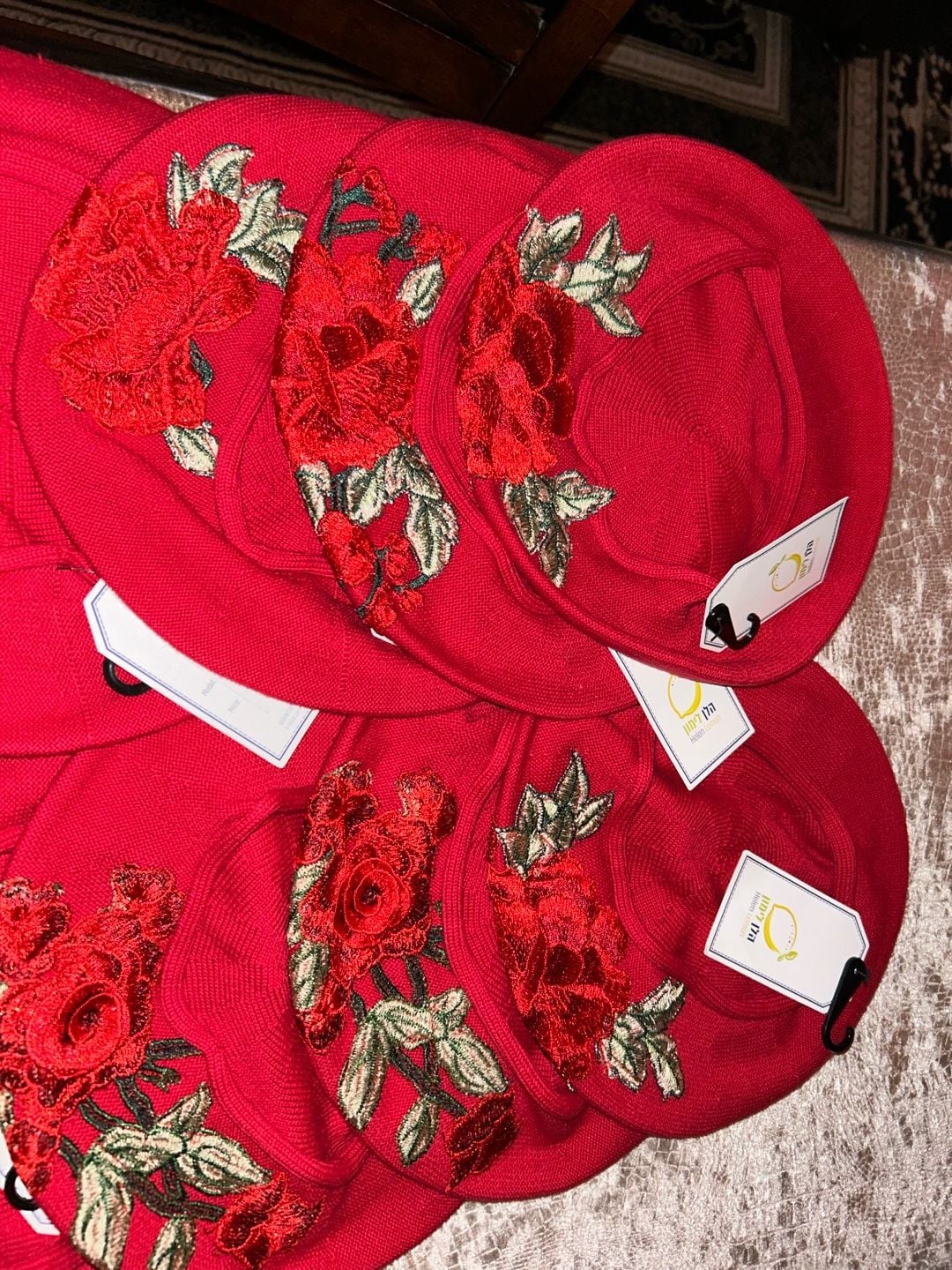 Helen Lemon Red Rose Embroidered Beret 6