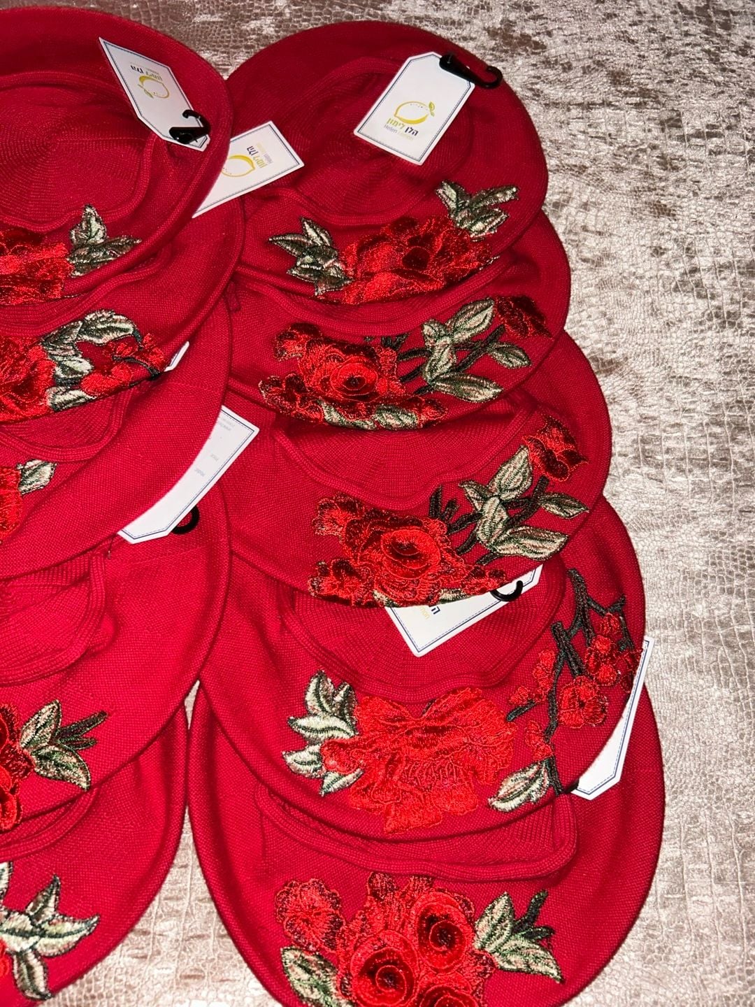 Helen Lemon Red Rose Embroidered Beret 8