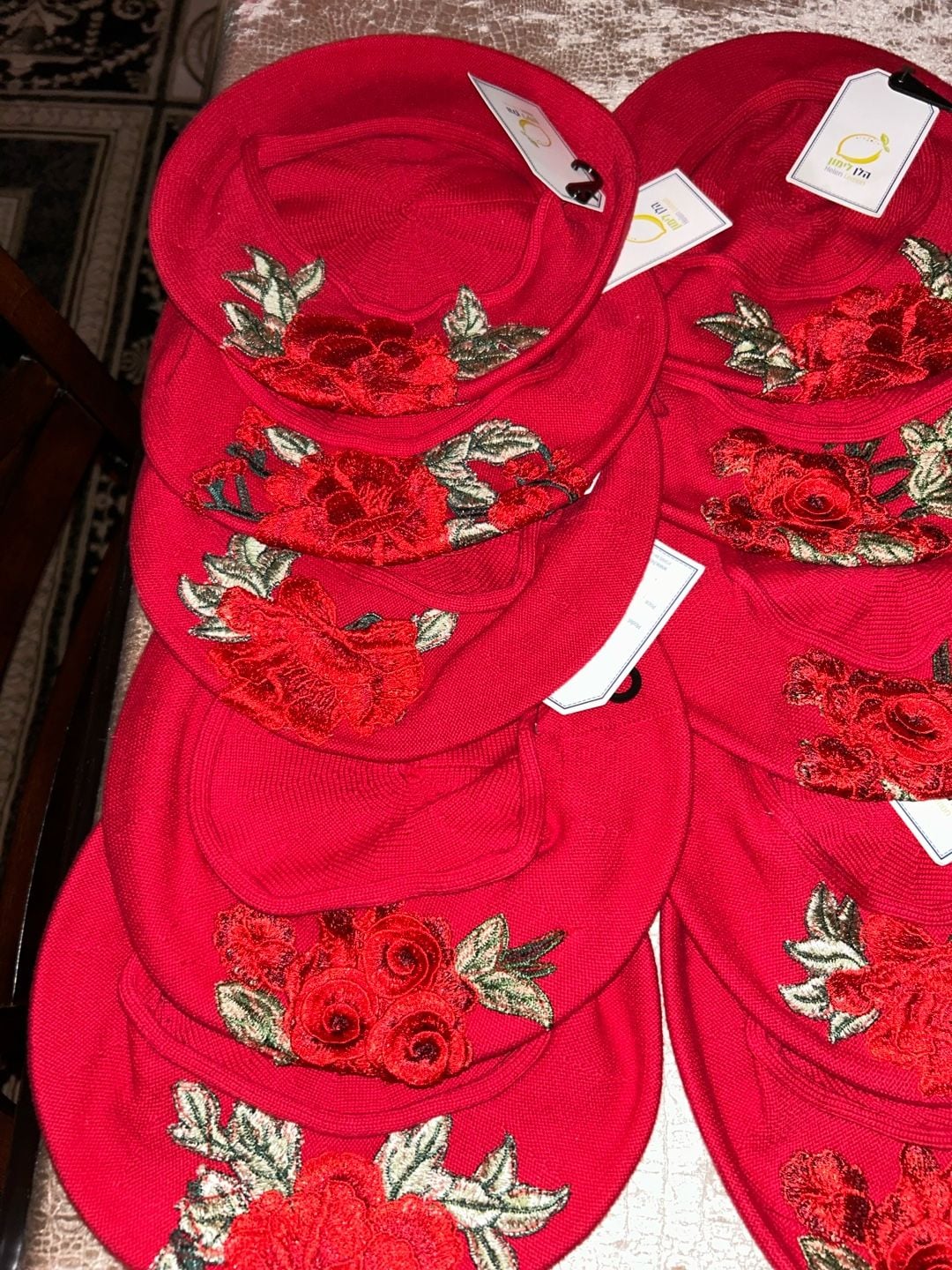 Helen Lemon Red Rose Embroidered Beret 9