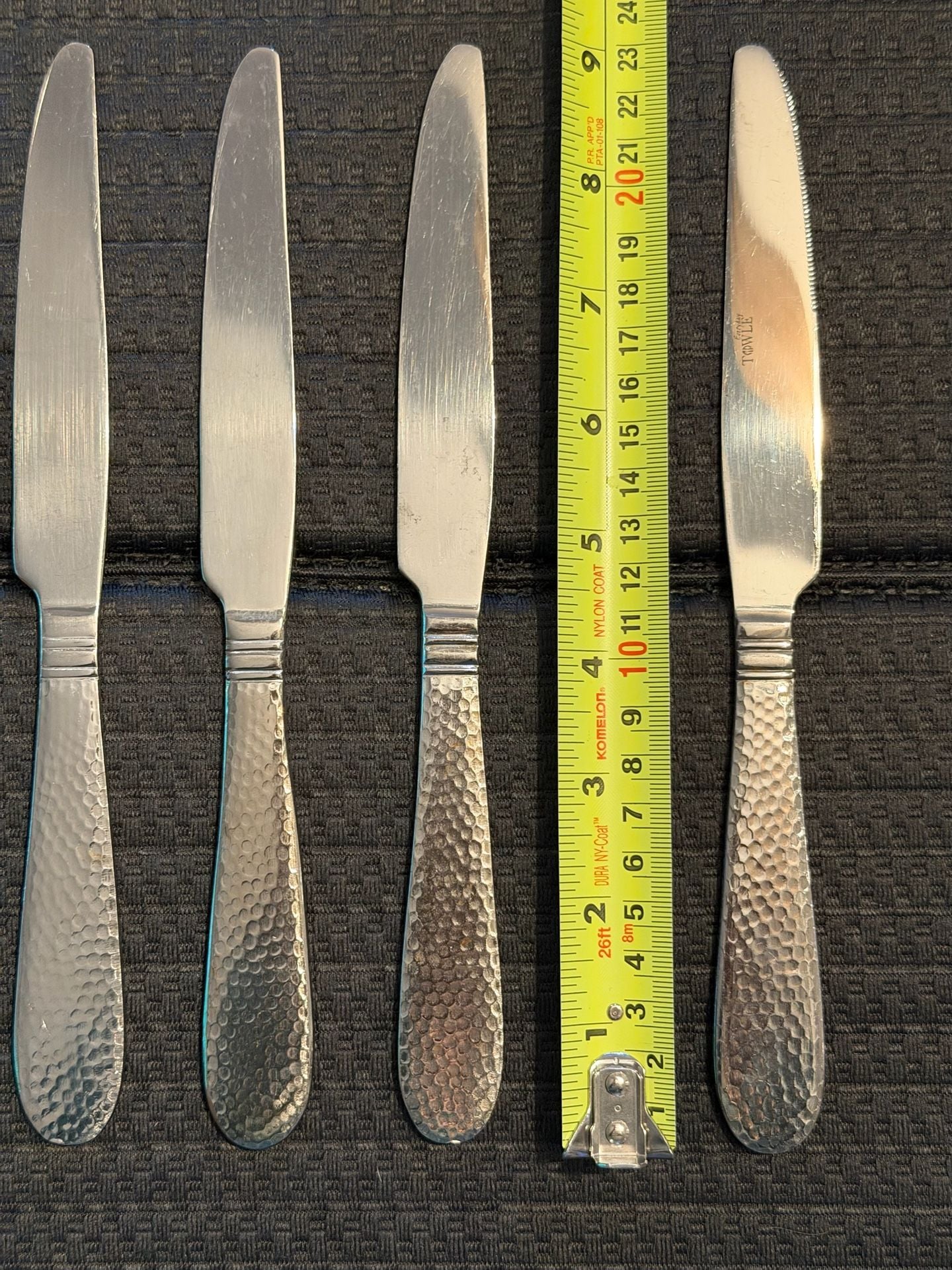 Towle Everyday Logan Hammered Stainless Dinner Knives Set of 4 15