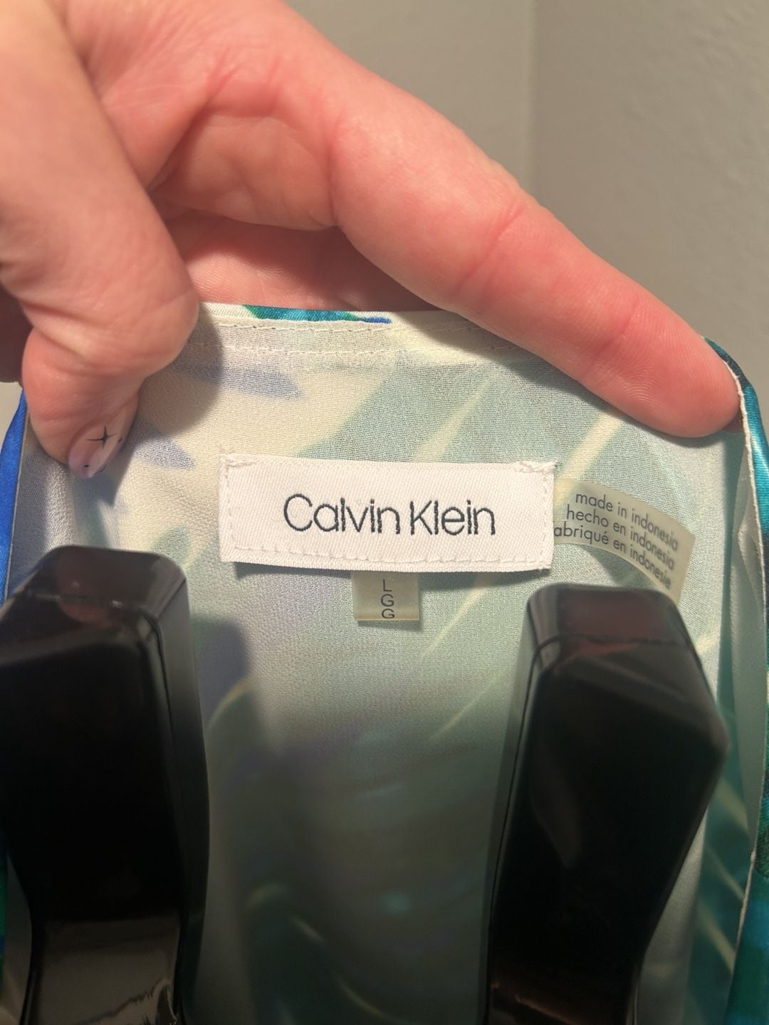 Calvin Klein Blouse Size L Cold Shoulder Tropical Print Ruffle Sleeve 5