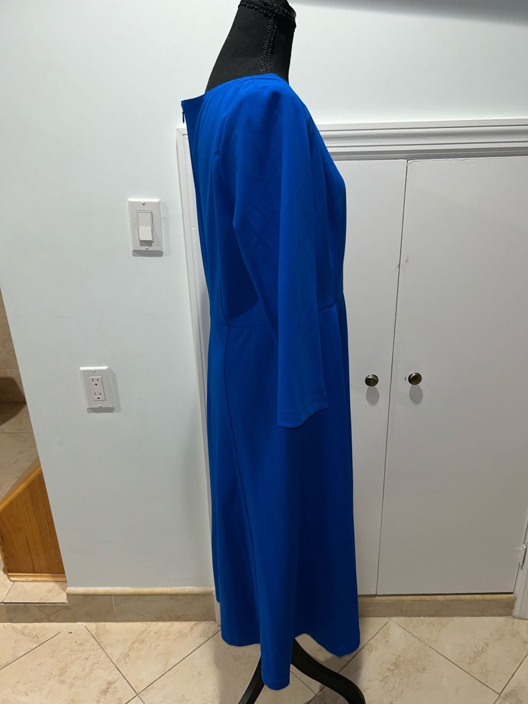 Royal Blue Midi Dress Long Sleeve Boat Neck 3