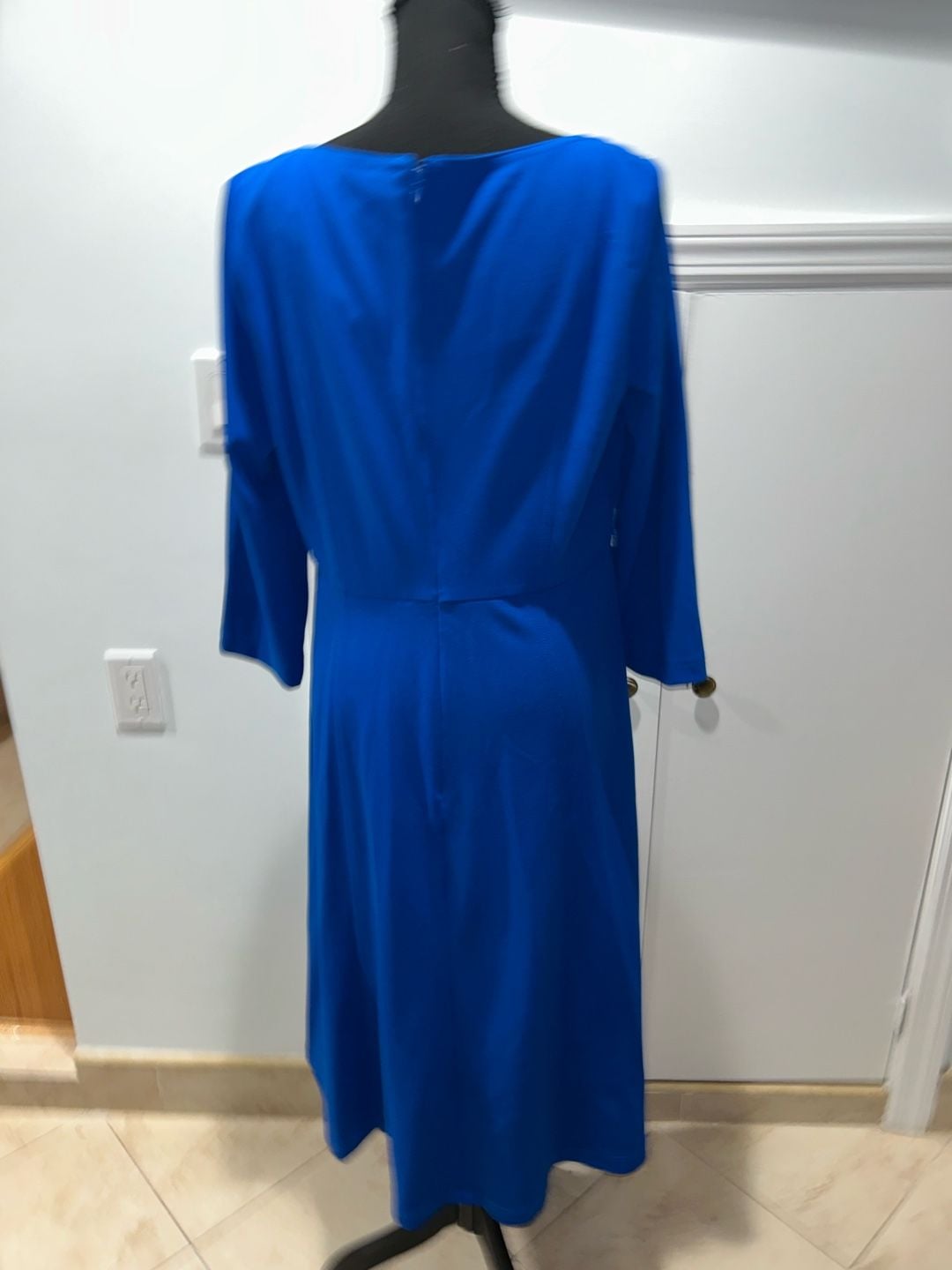 Royal Blue Midi Dress Long Sleeve Boat Neck 4