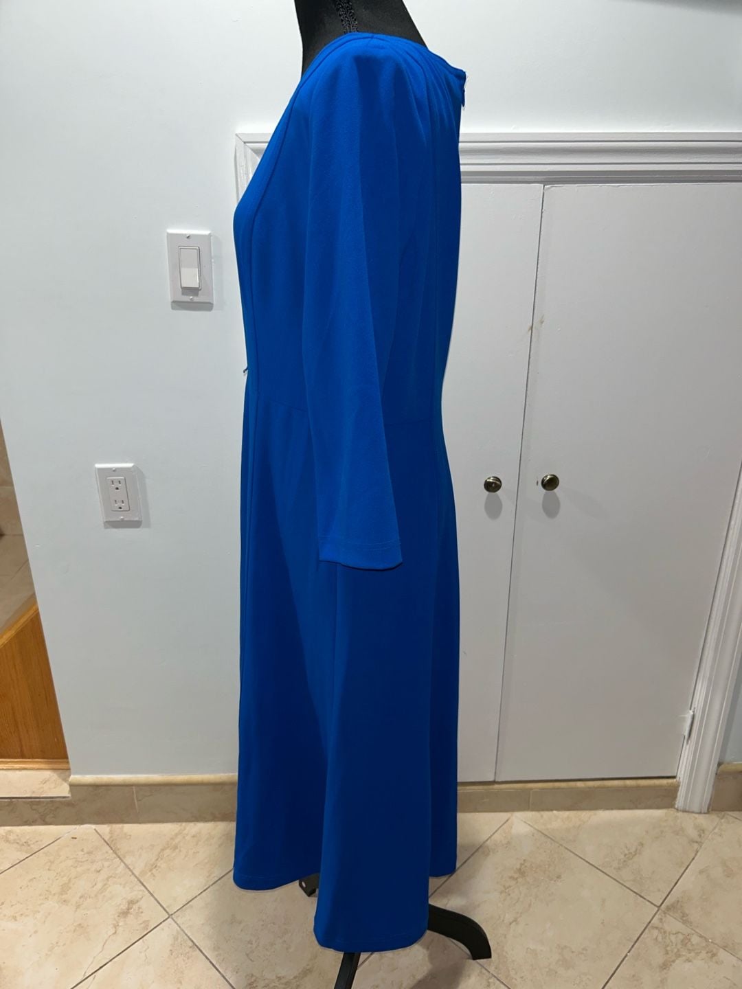 Royal Blue Midi Dress Long Sleeve Boat Neck 5