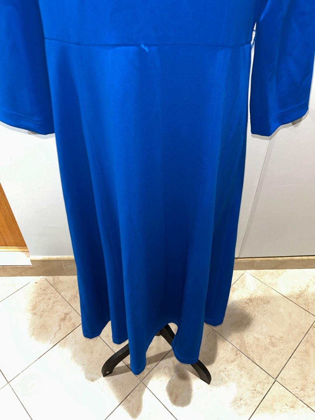 Royal Blue Midi Dress Long Sleeve Boat Neck 6