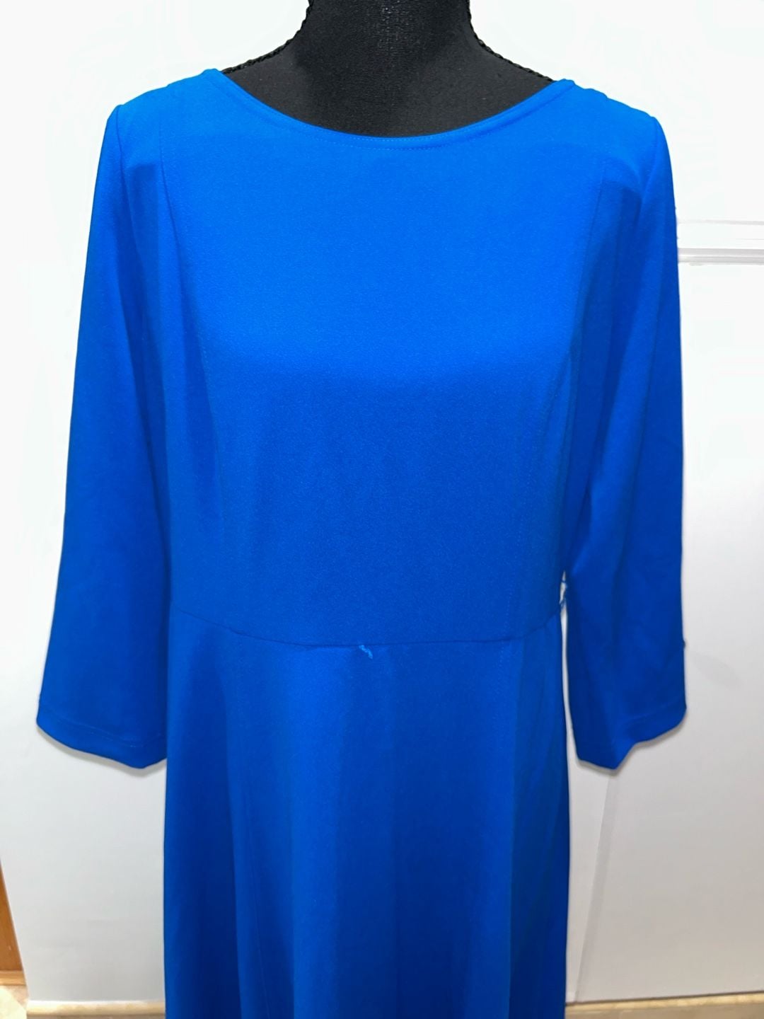 Royal Blue Midi Dress Long Sleeve Boat Neck 7