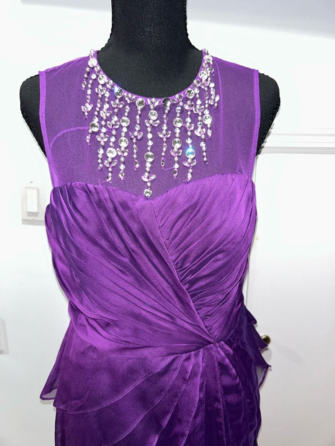 Purple Beaded Ruffled Cocktail Dress 6