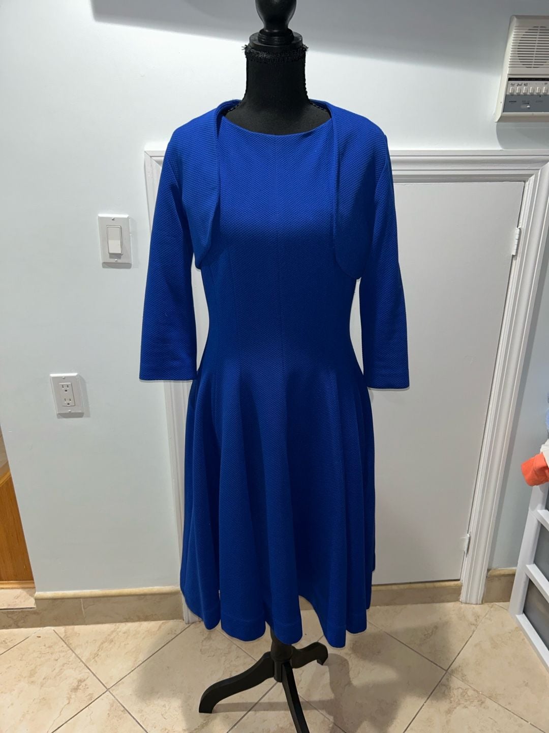 b michael AMERICA RED collection Dress Size 6 Blue Textured Fit and Flare 2