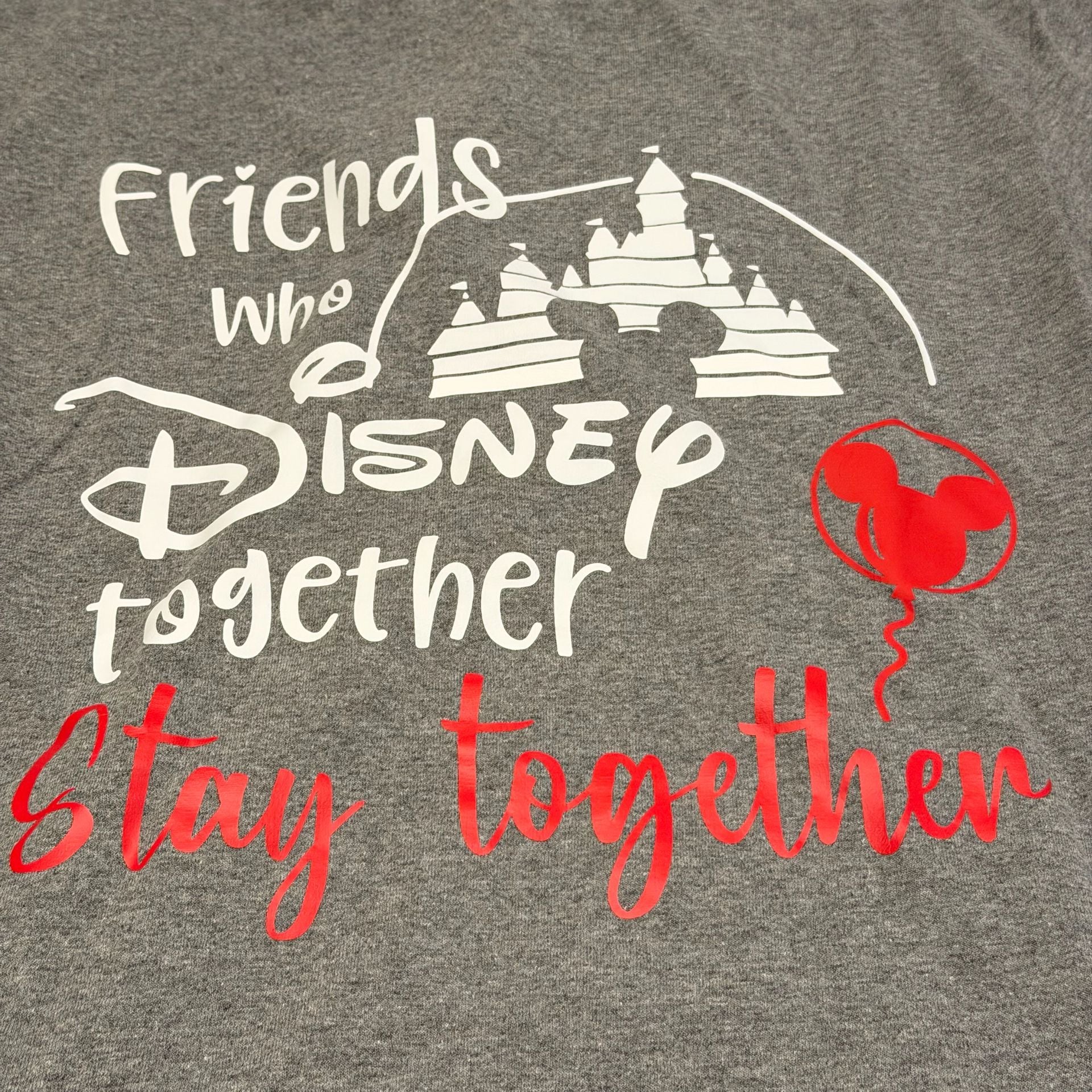 Two (2) “Friends Who Disney Together Stay Together” Graphic T-Shirts Grey 2
