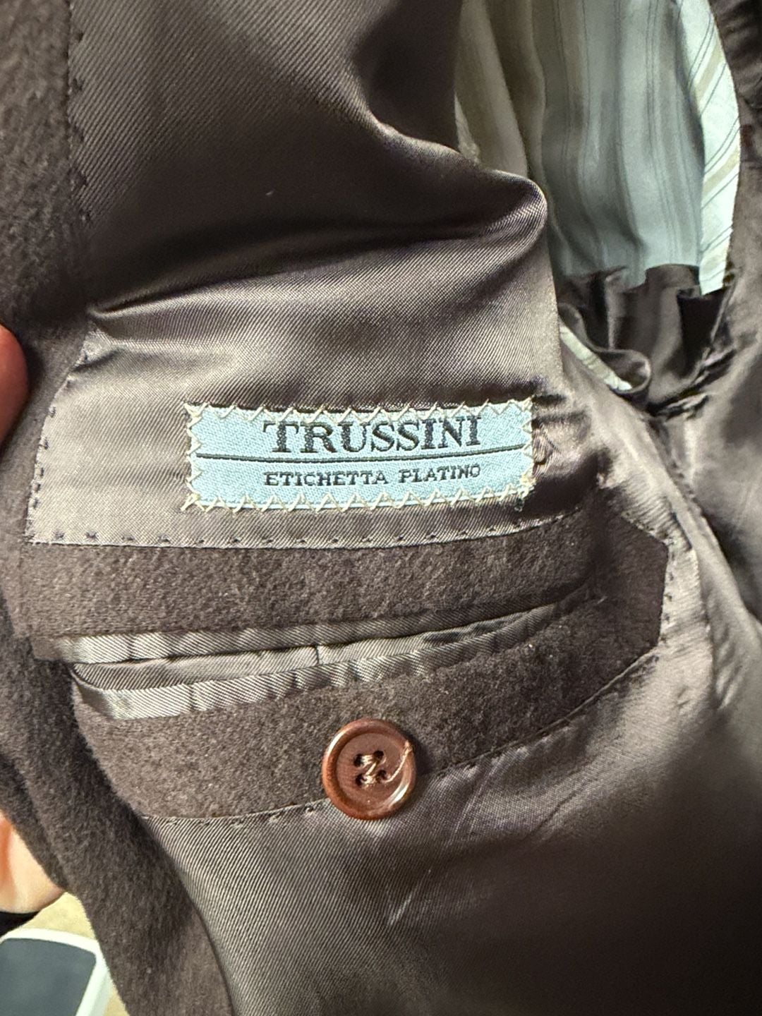 Trussini Blazer Size 58 Brown 100% Cashmere Sport Coat Jacket 3