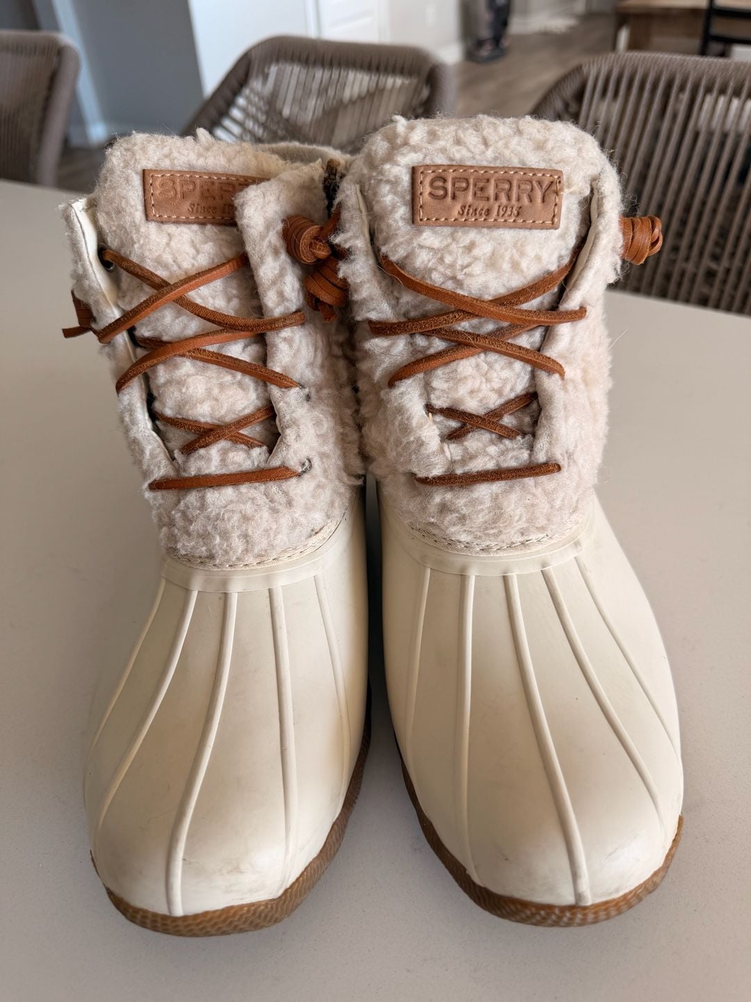 Sperry Saltwater Duck Boots Size 7M Ivory Sherpa 2