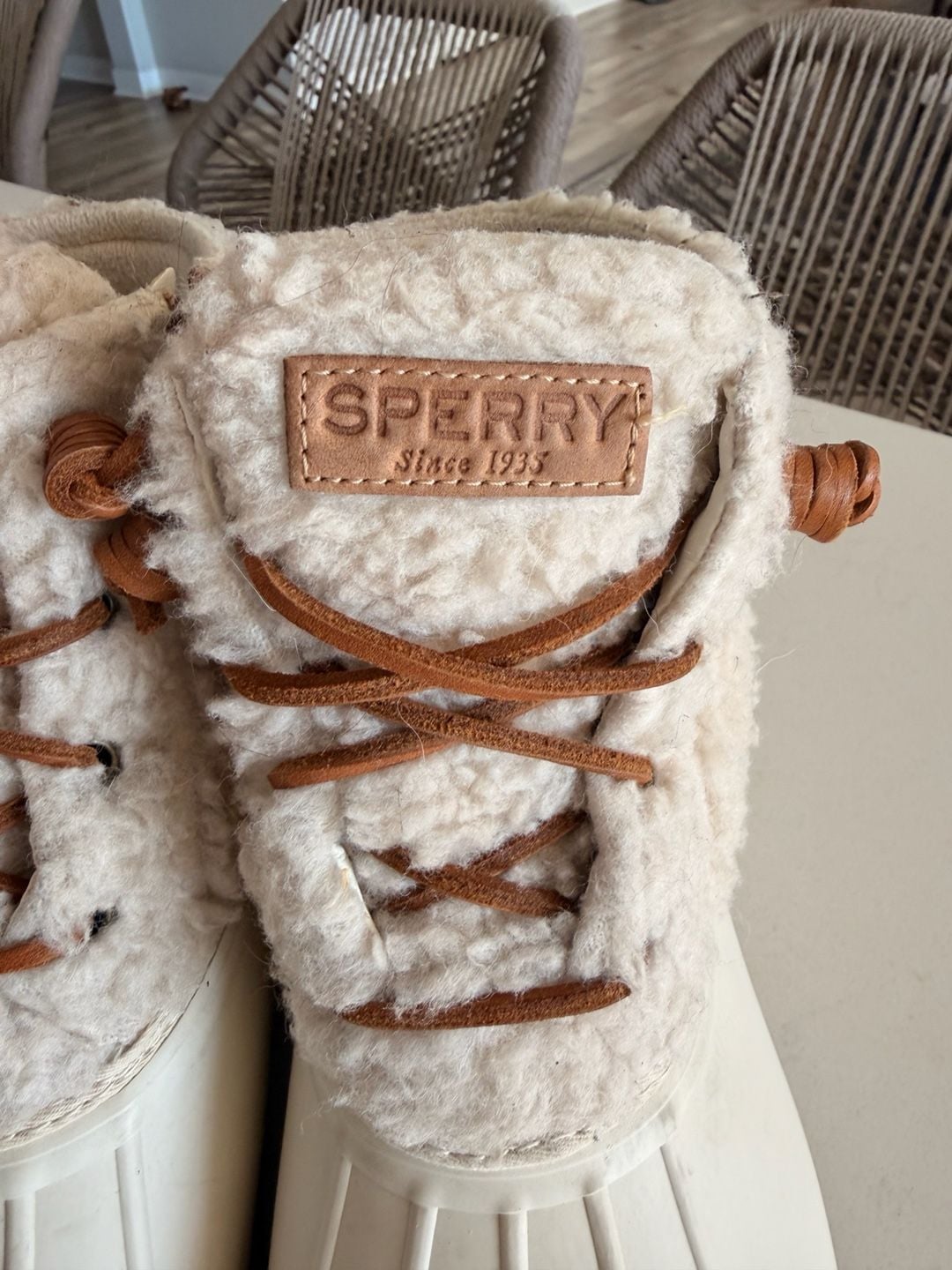Sperry Saltwater Duck Boots Size 7M Ivory Sherpa 3