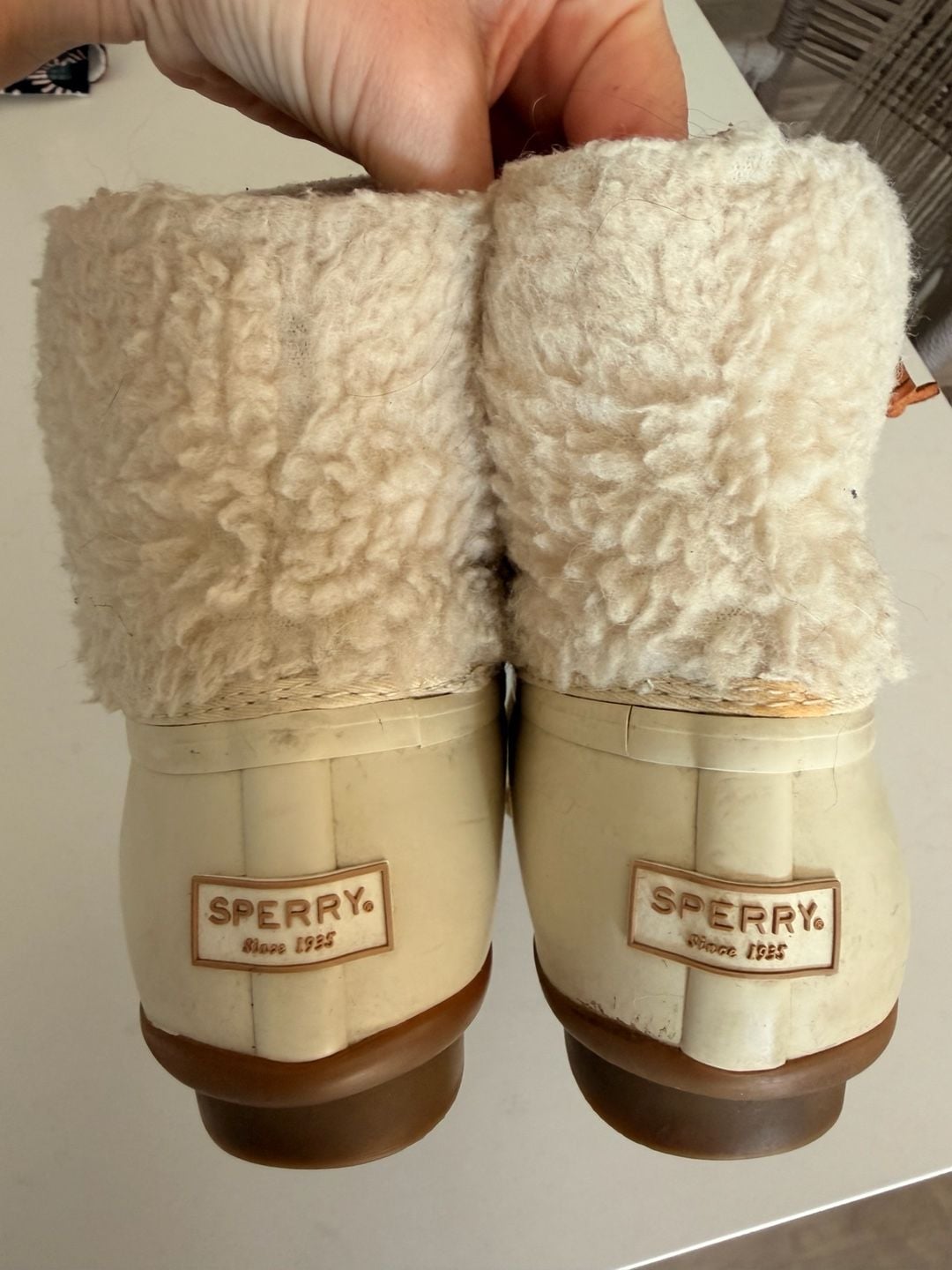 Sperry Saltwater Duck Boots Size 7M Ivory Sherpa 4