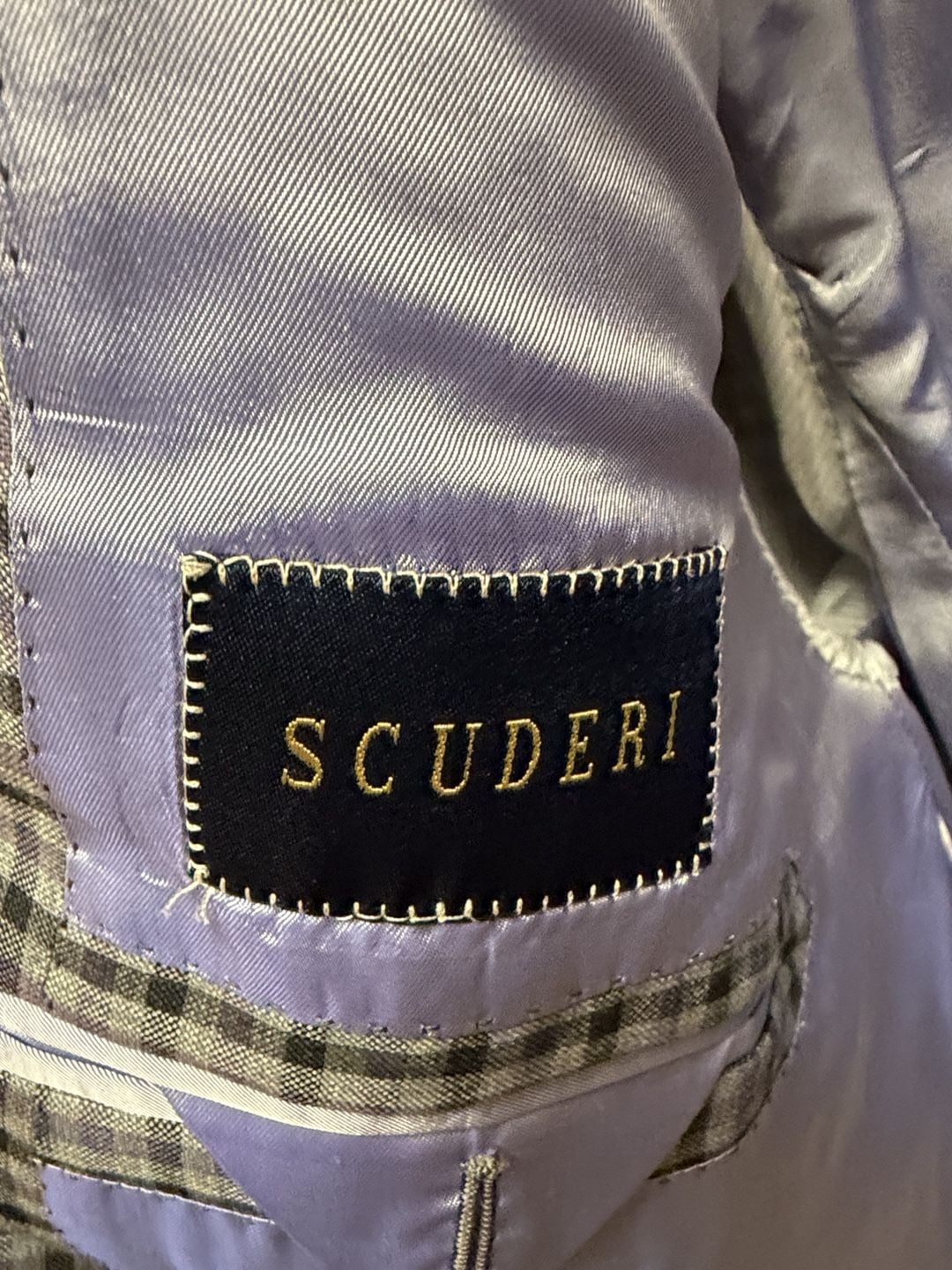 Scuderi Blazer Size 60 Grey Check Wool Super 130S Sport Coat 4
