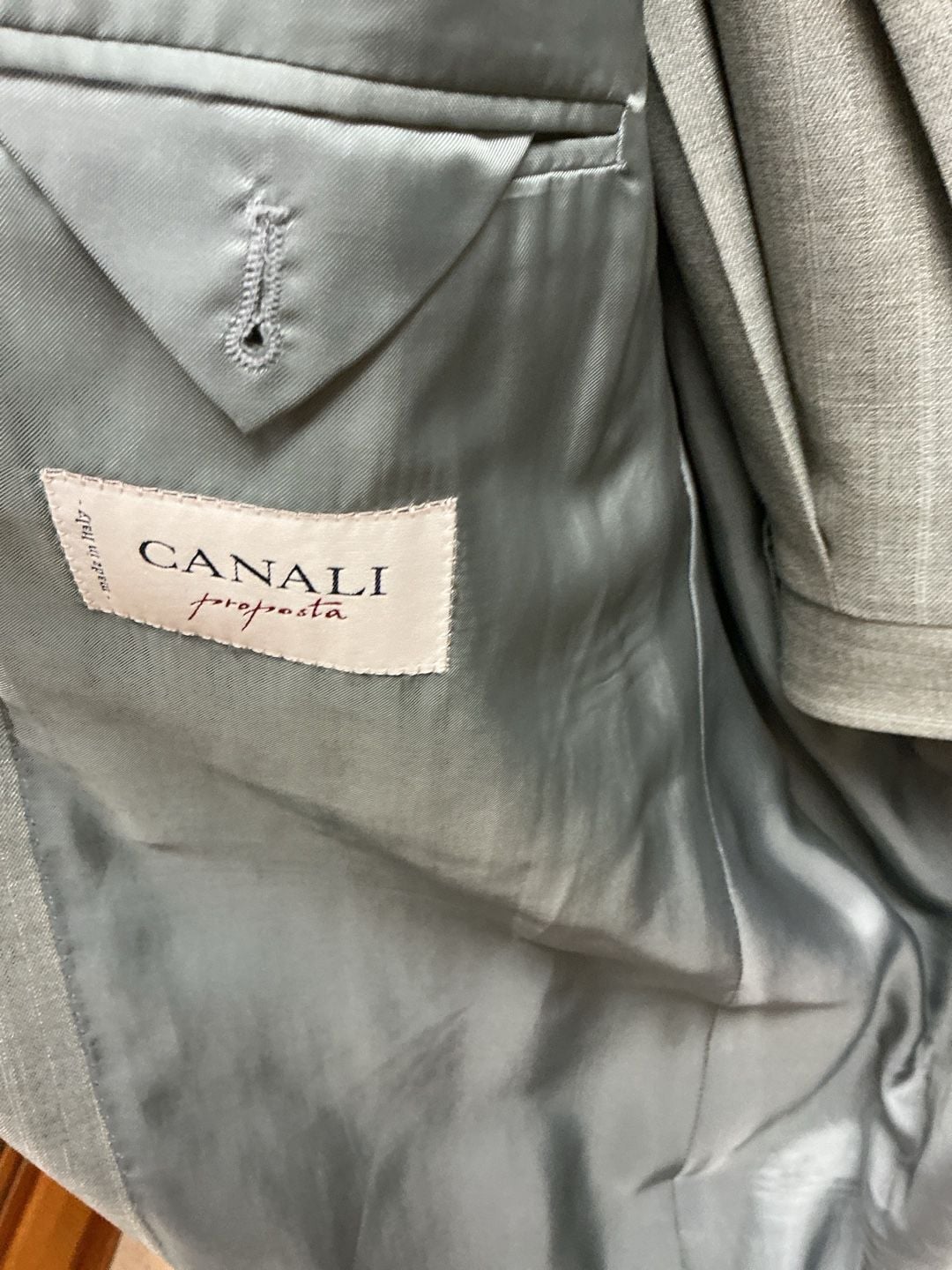 Canali Proposta Suit Size 58R Gray Pinstripe Wool Super 120s 3