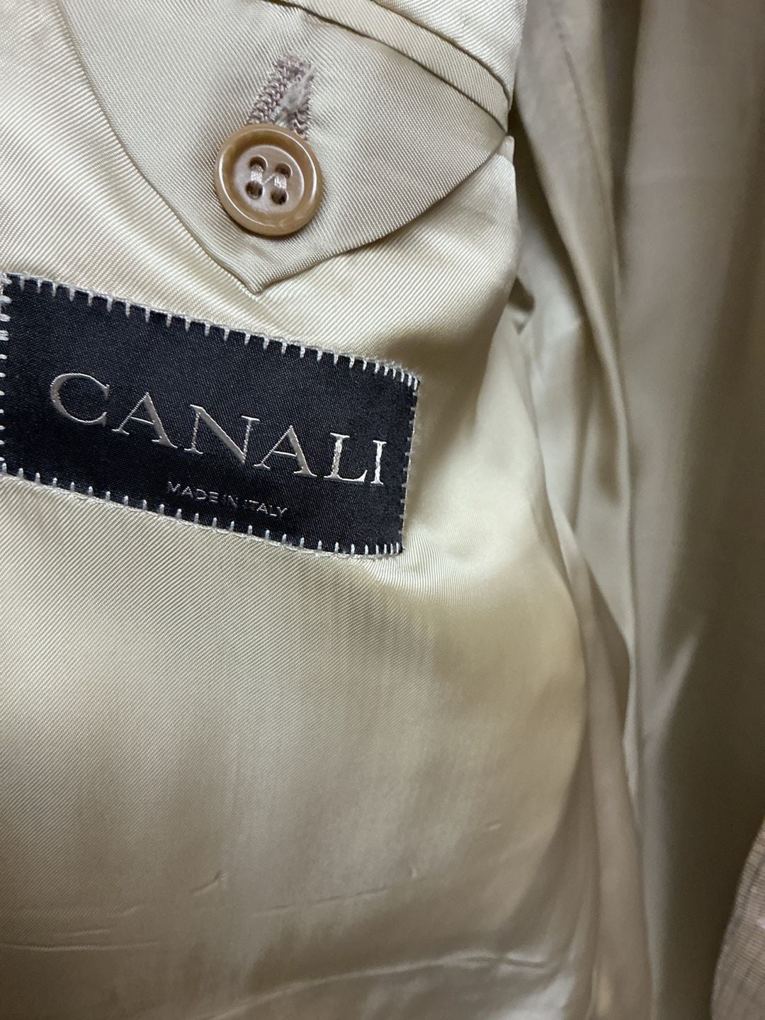 Canali Boyds Philadelphia Suit Jacket Size 60 L Beige Silk Wool 3
