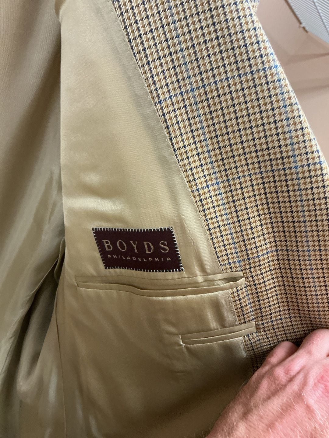 Canali Boyds Philadelphia Suit Jacket Size 60 L Beige Silk Wool 4