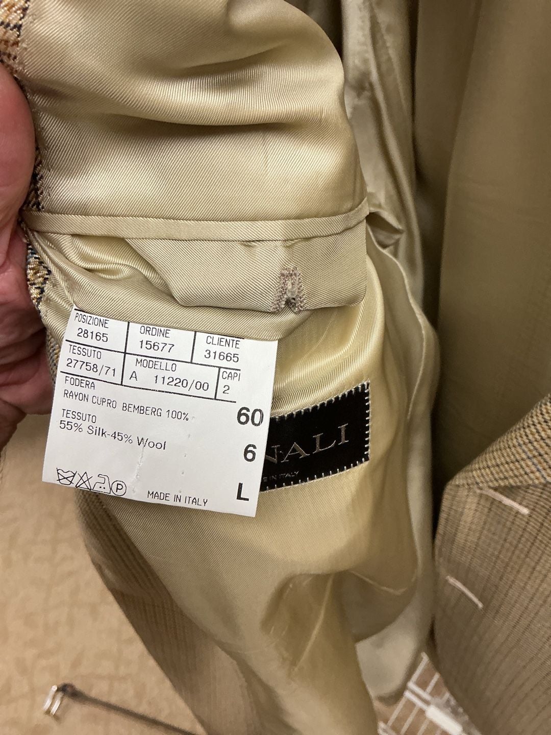 Canali Boyds Philadelphia Suit Jacket Size 60 L Beige Silk Wool 5