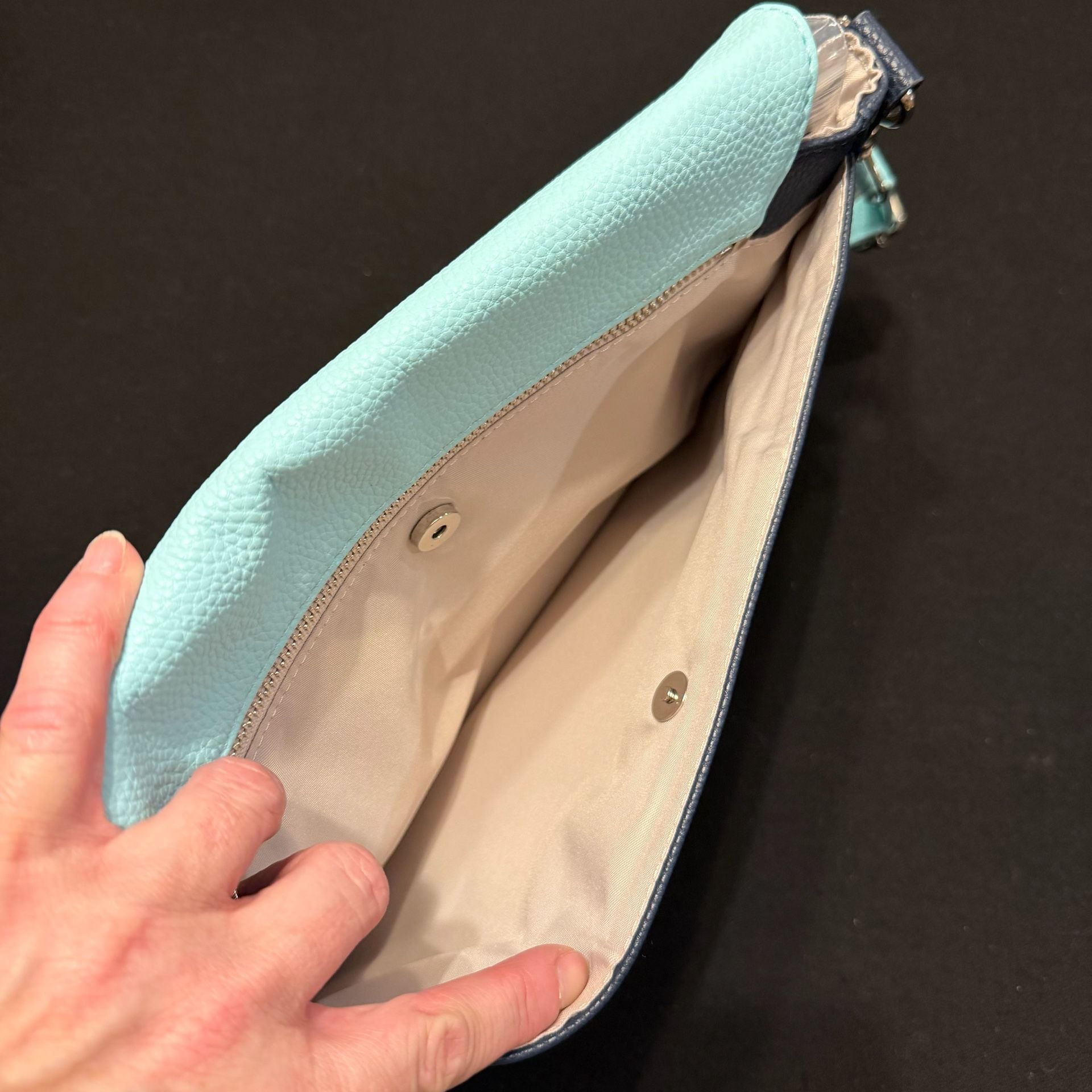 Thirty-One Studio Crossbody Purse Flap Rabat Navy Blue And Aqua 4