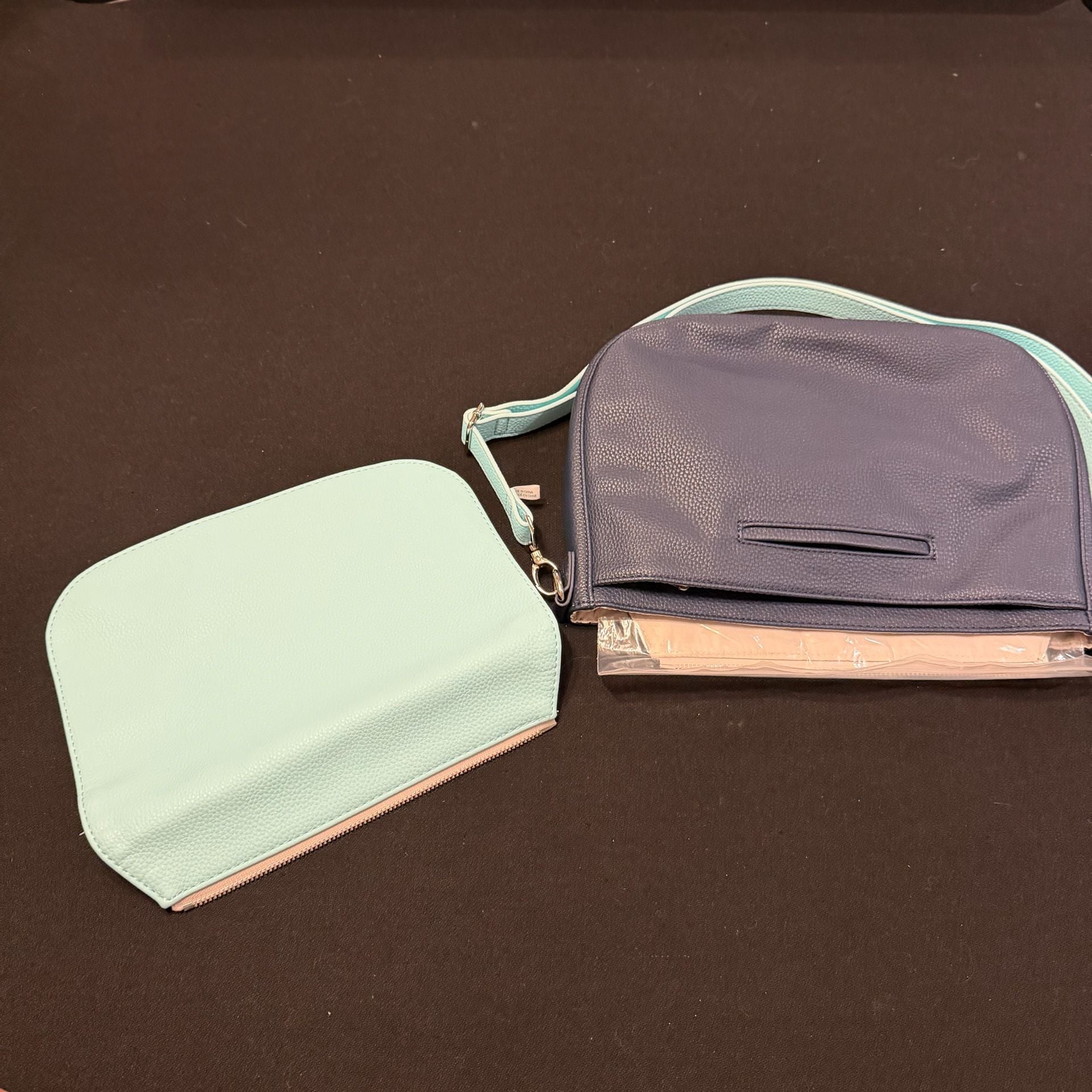 Thirty-One Studio Crossbody Purse Flap Rabat Navy Blue And Aqua 5