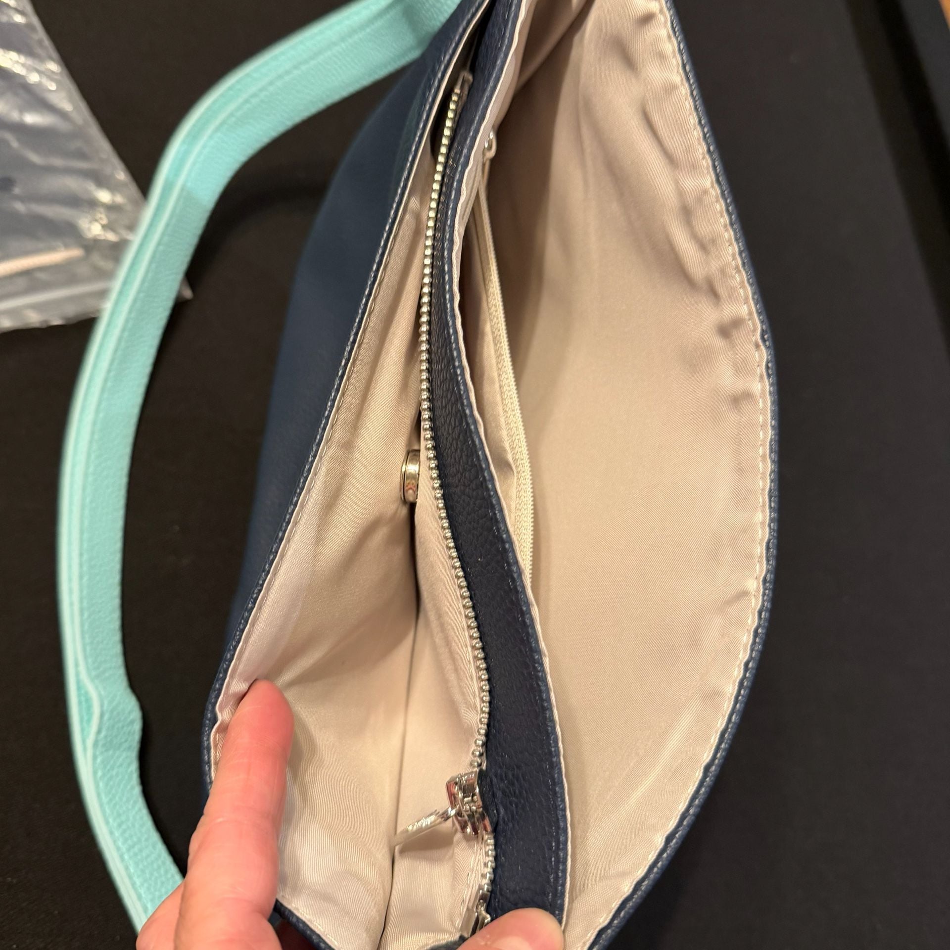 Thirty-One Studio Crossbody Purse Flap Rabat Navy Blue And Aqua 6
