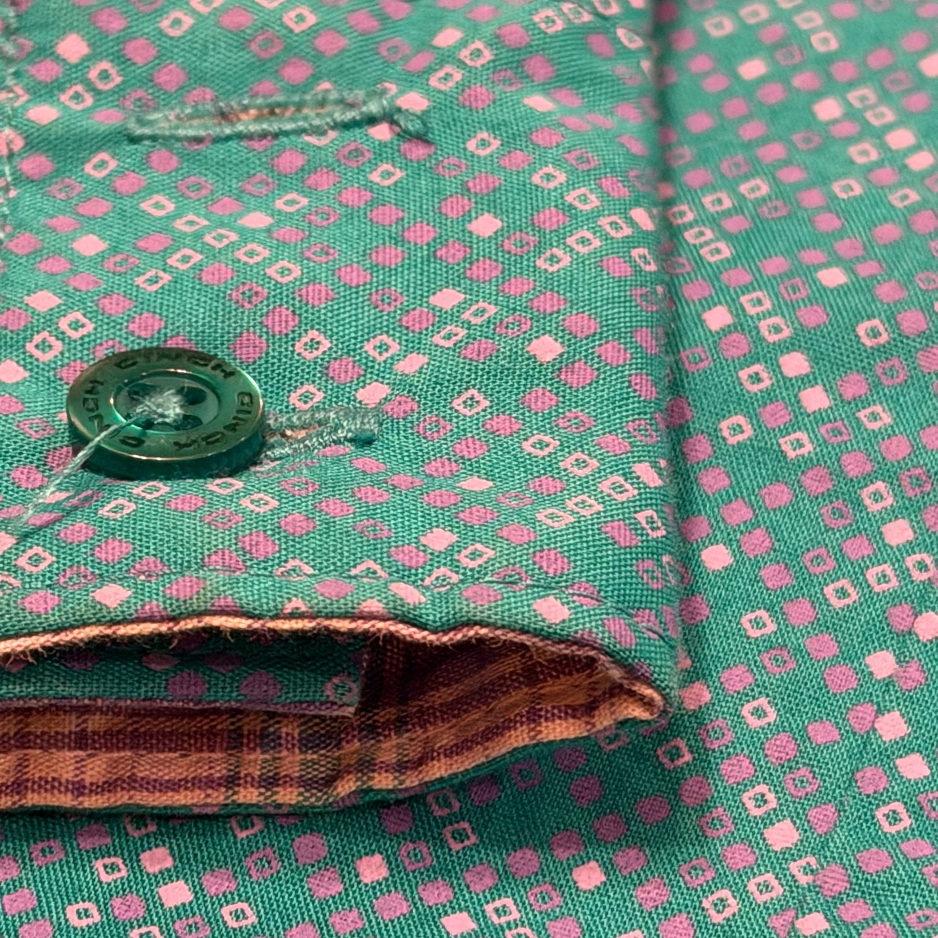 Cinch Womens Teal Medallion Print/Pink Plaid Long Sleeve Button Down Shirt 7