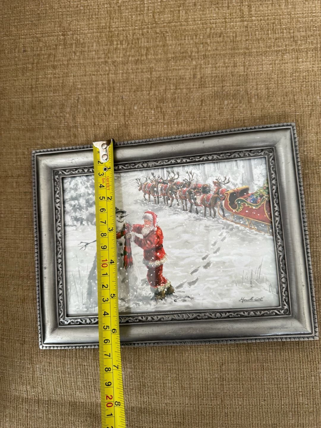 Marcello Conti Framed Santa and Snowman Christmas Print Wall Art 2