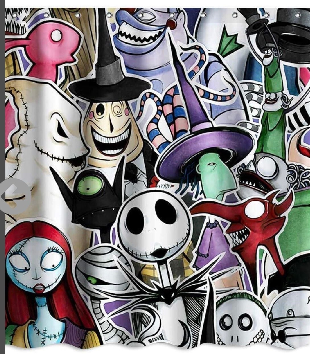 Nightmare Before Christmas Shower Curtain Characters Sticker Art 1