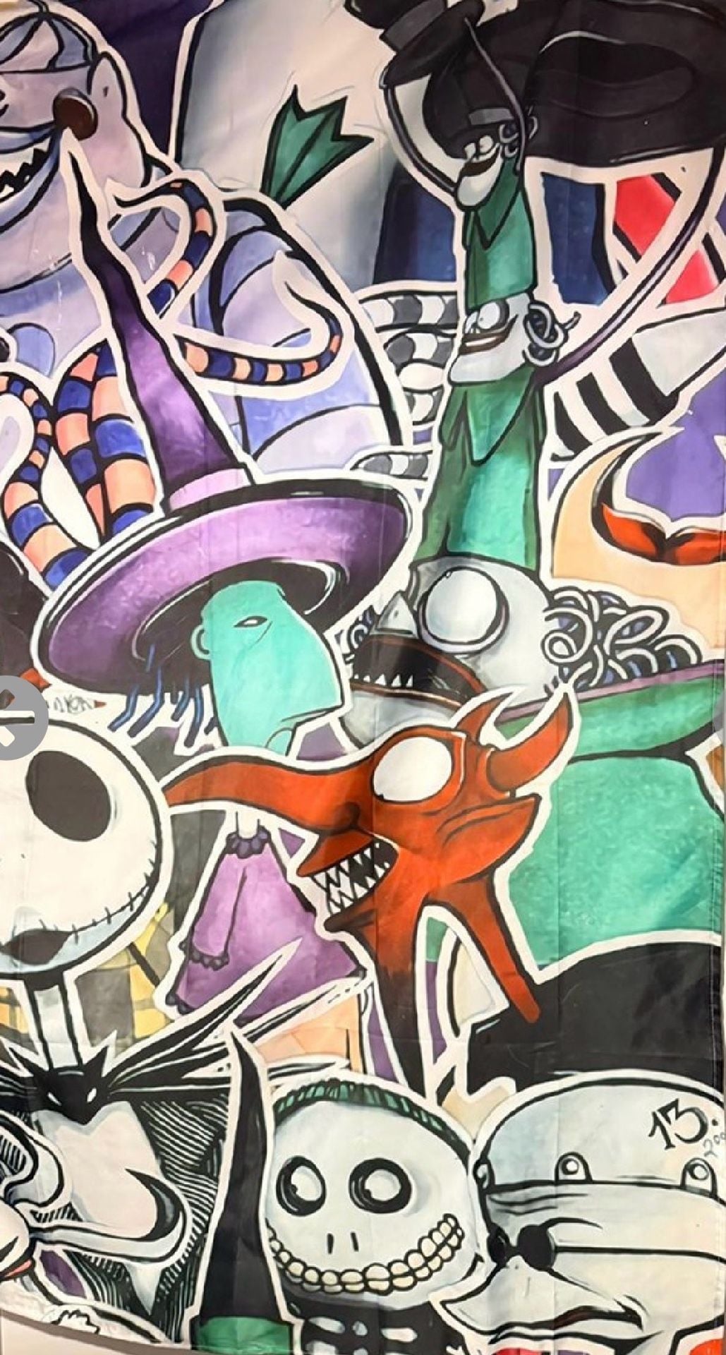 Nightmare Before Christmas Shower Curtain Characters Sticker Art 2