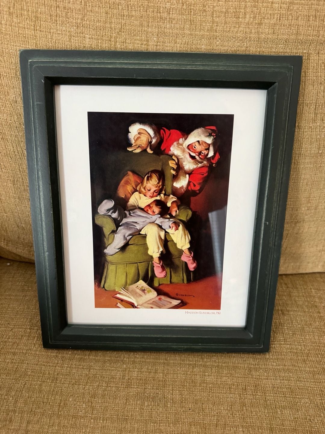 Vintage Santa and Children Framed Art 1