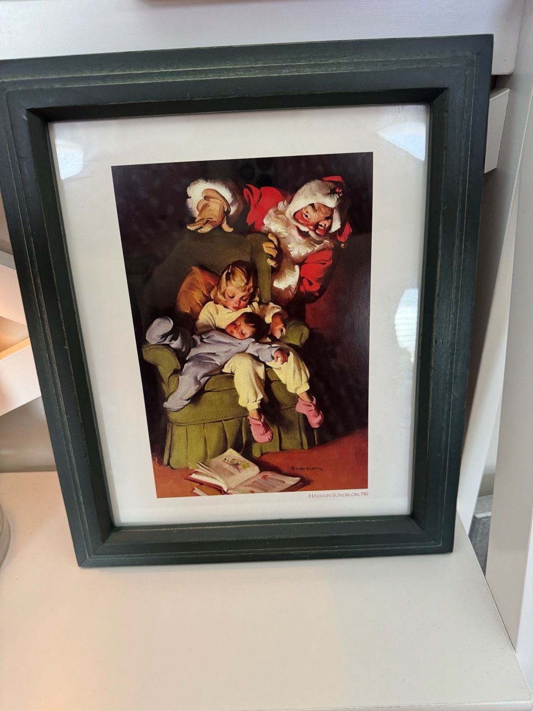 Vintage Santa and Children Framed Art 2